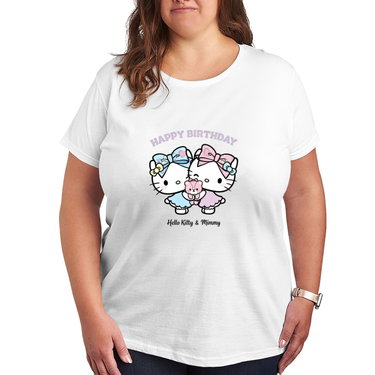 Happy Birthday Hello Kitty & Mimmy Plus?Size Women T?Shirt