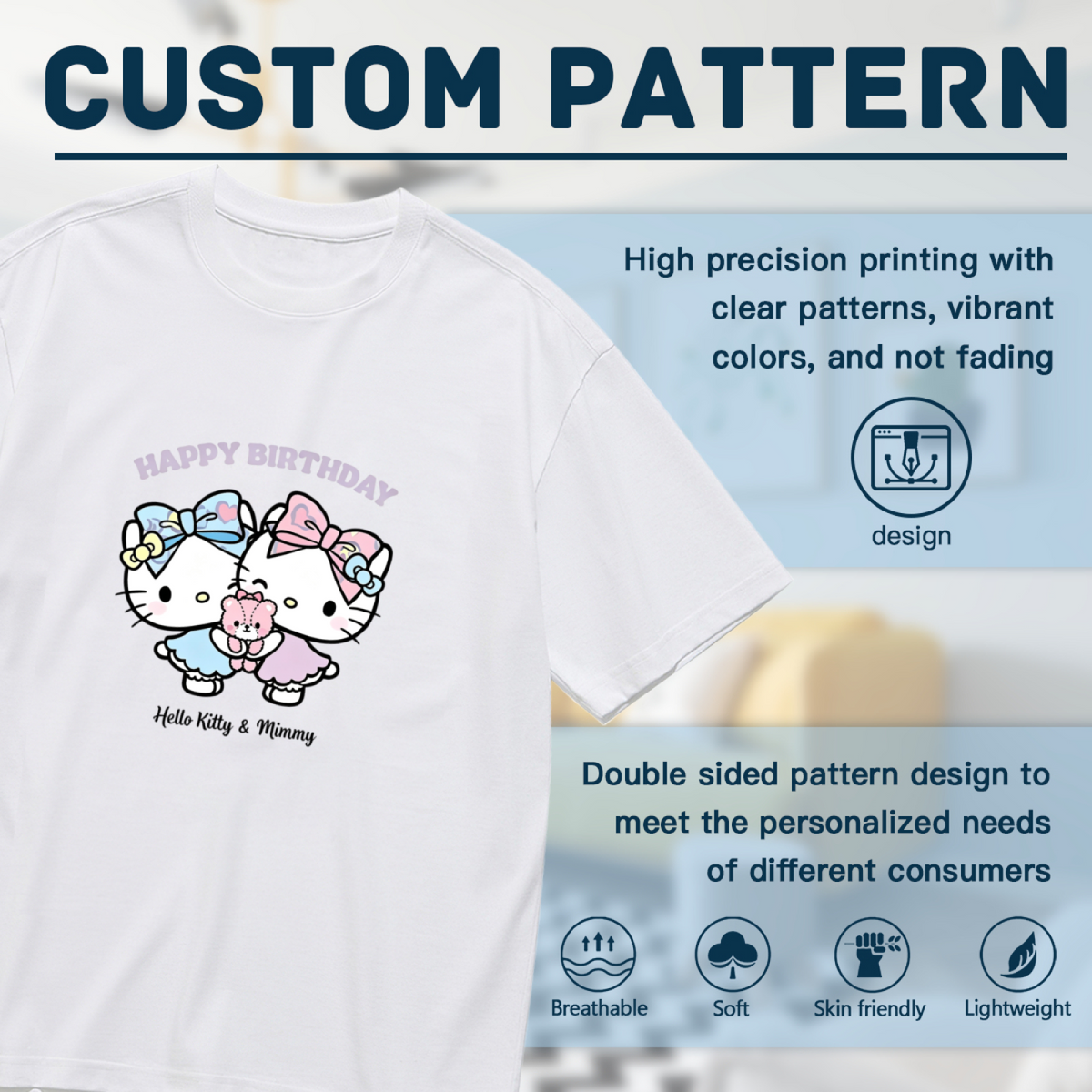 Happy Birthday Hello Kitty & Mimmy Plus?Size Women T?Shirt