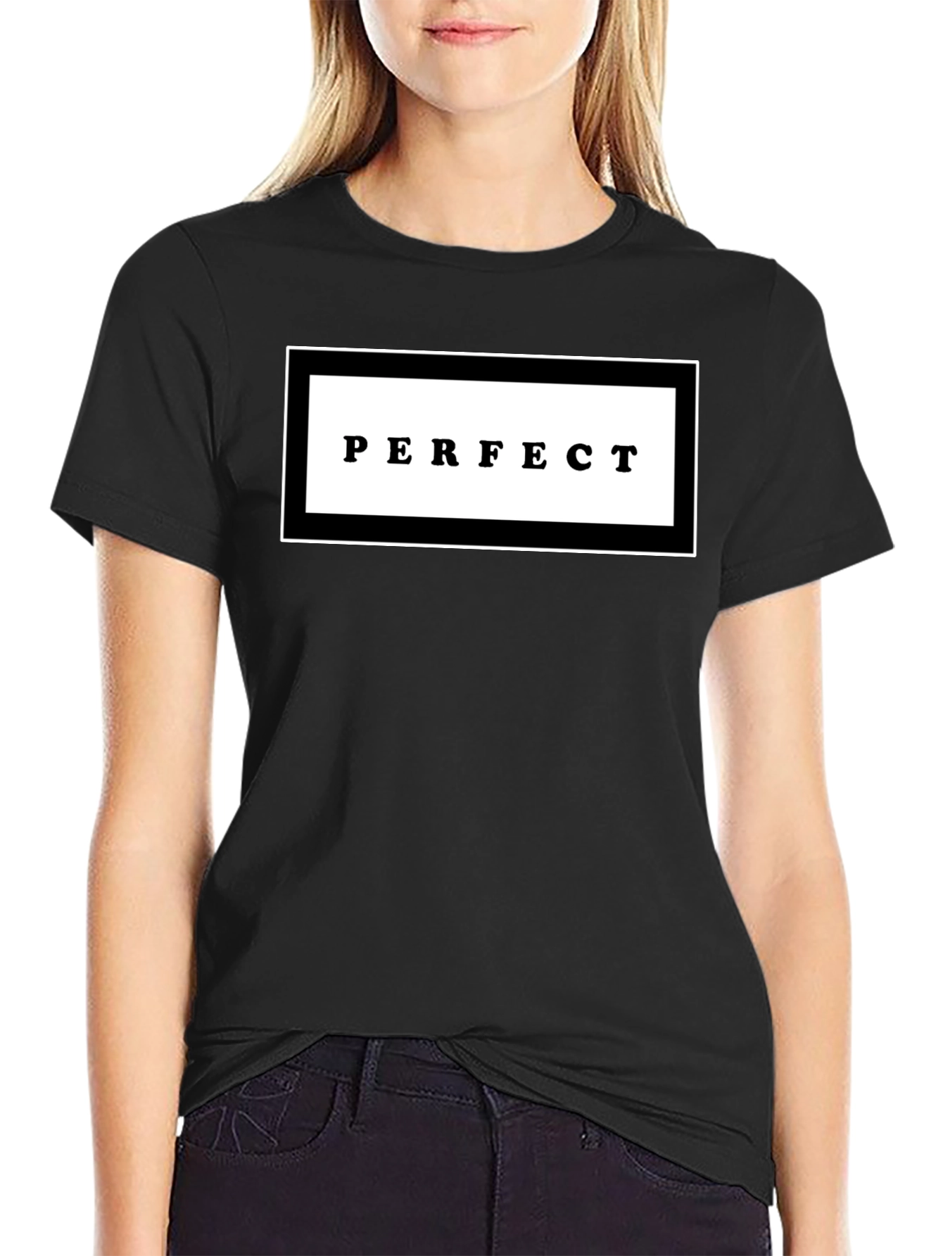 Perfect Graphic Print Black Crew Neck T-Shirt