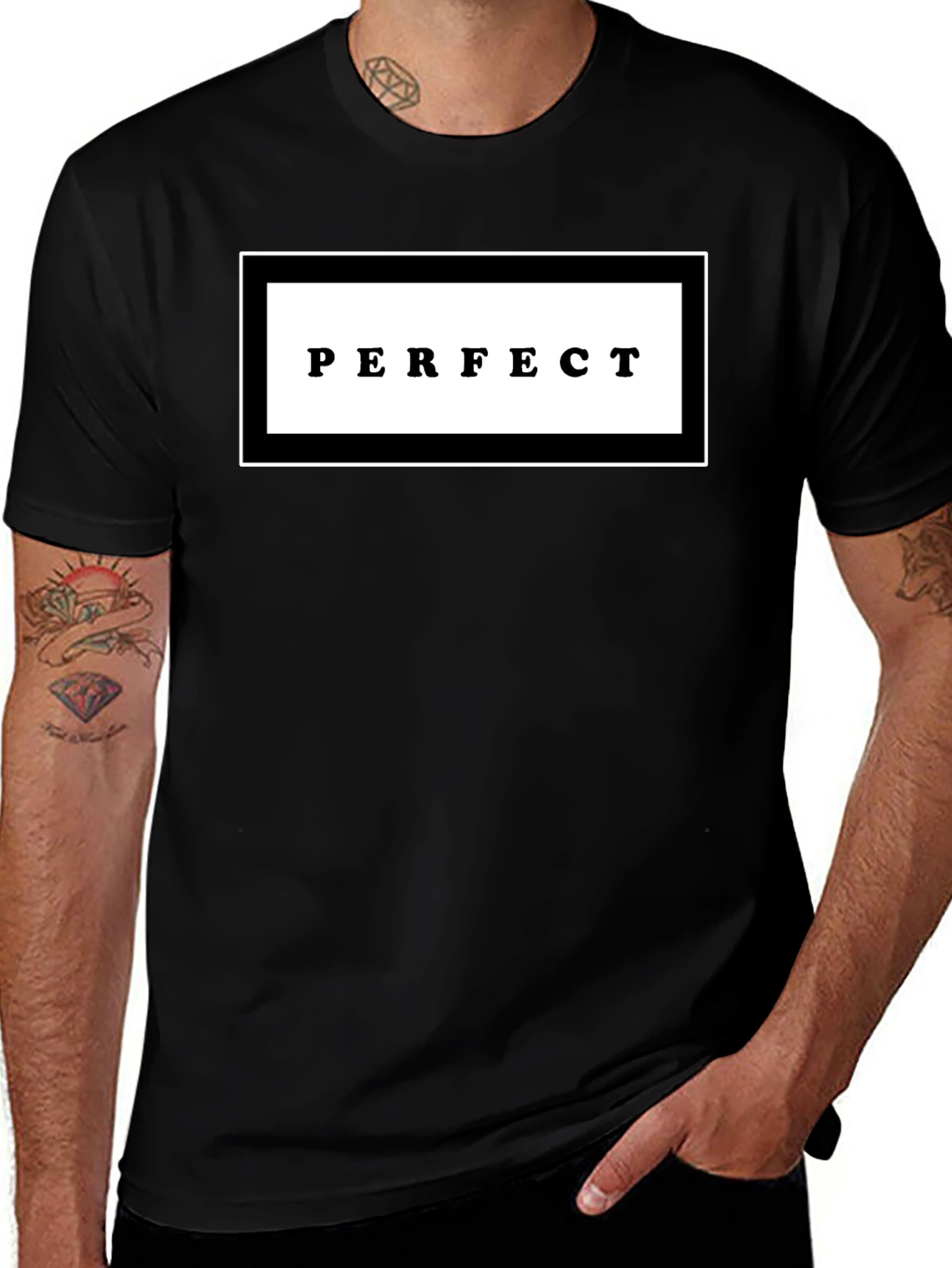Perfect Graphic Print Black Crew Neck T-Shirt