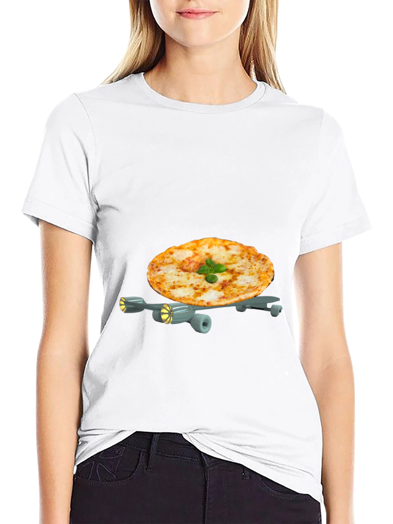Pizza Plane Graphic Tee - Novelty Foodie T-Shirt