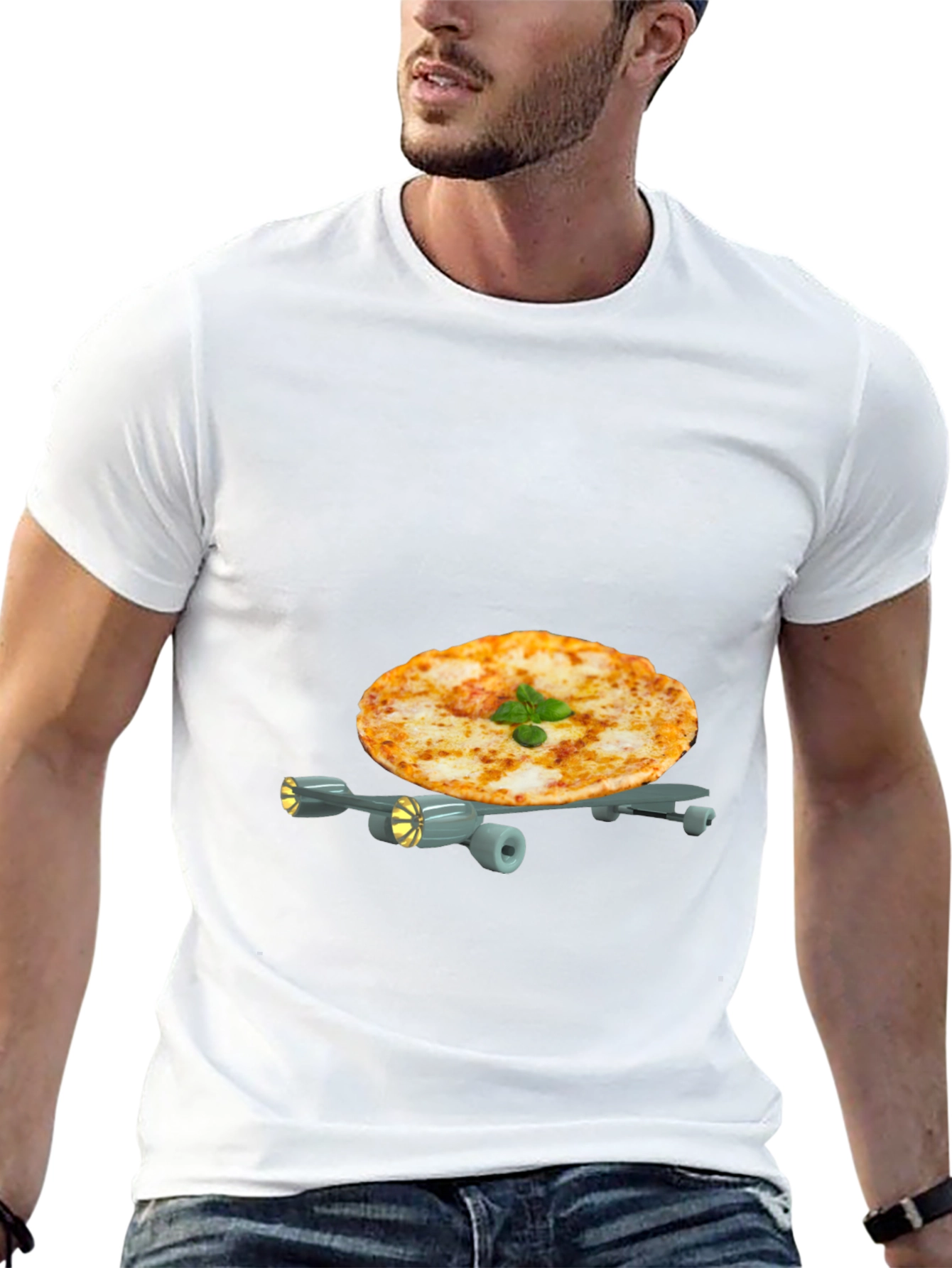 Pizza Plane Graphic Tee - Novelty Foodie T-Shirt
