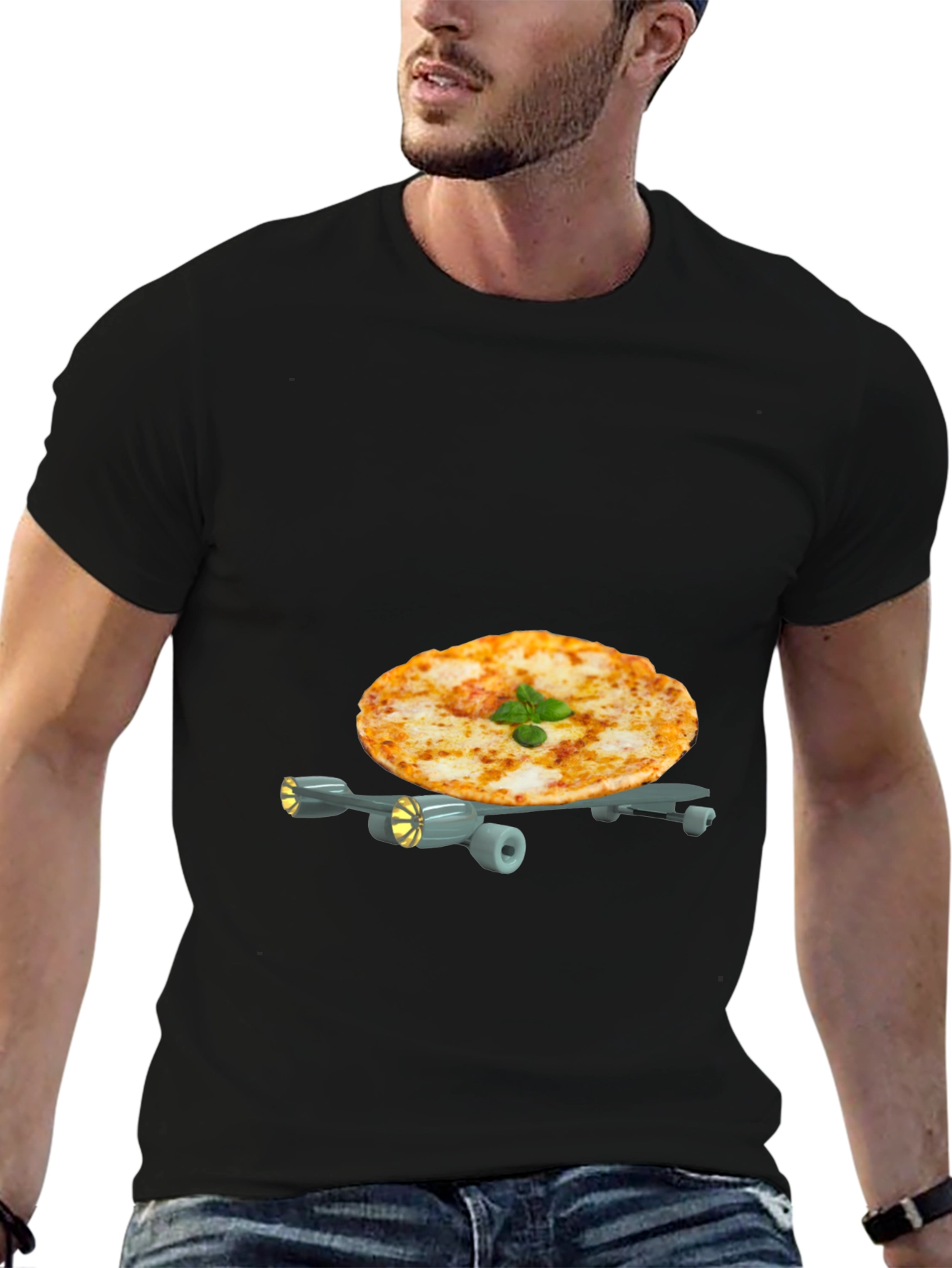 Pizza Plane Graphic Tee - Novelty Foodie T-Shirt