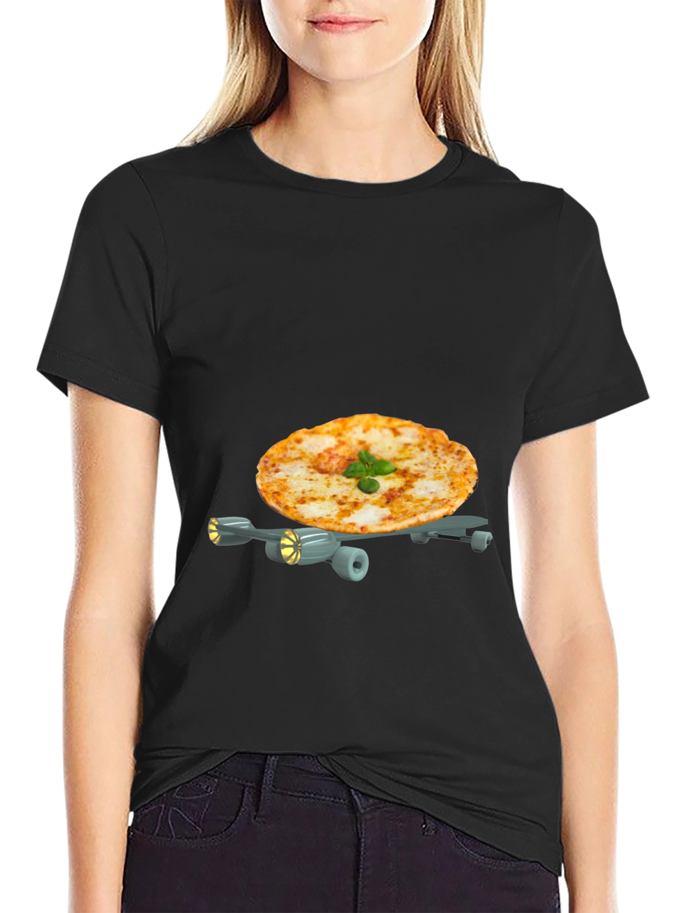 Pizza Plane Graphic Tee - Novelty Foodie T-Shirt