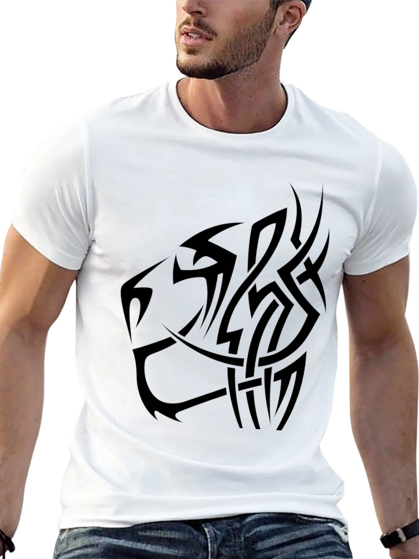 Mens Black Tribal Lion Graphic Tee