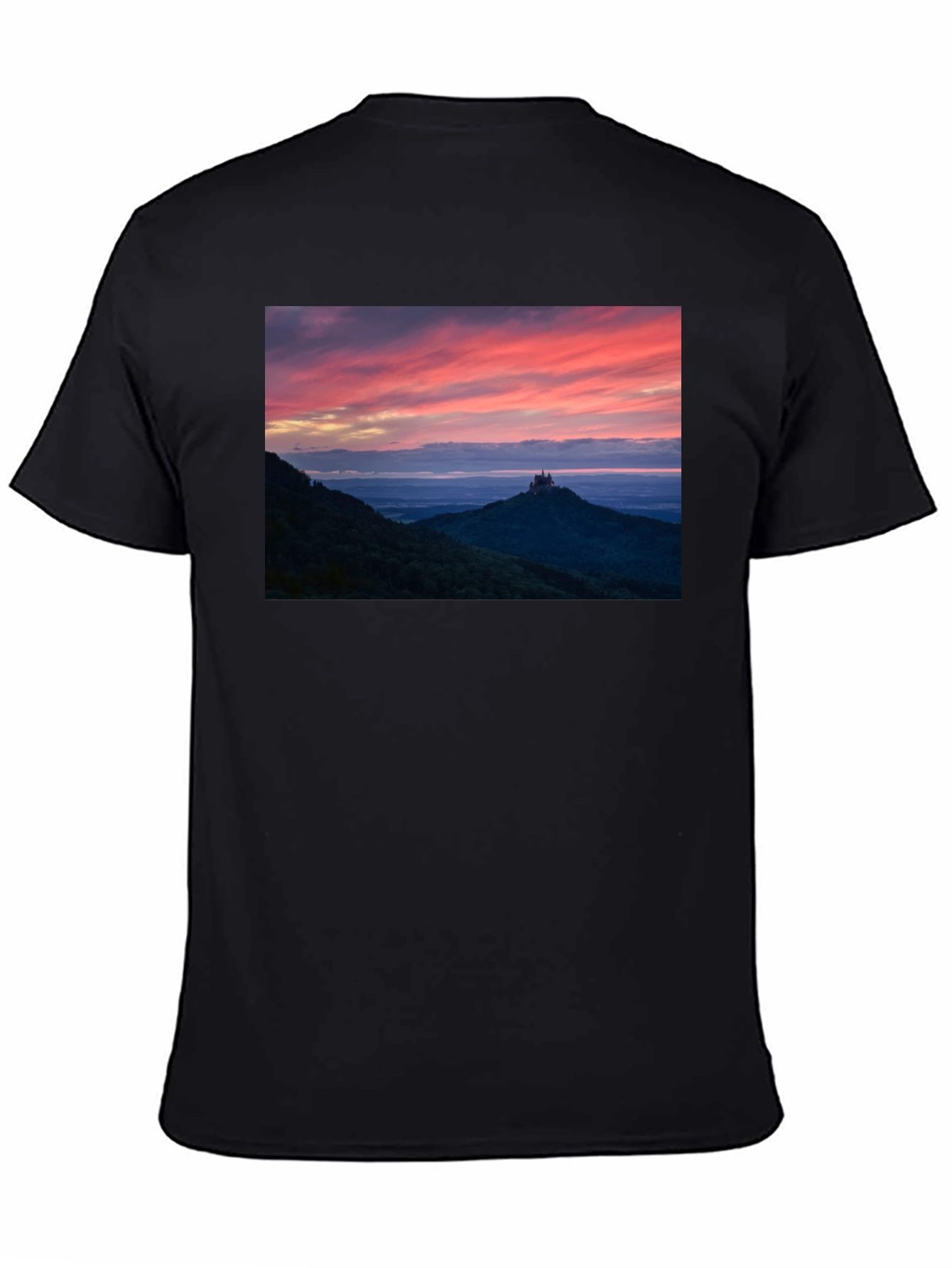 Sunset Castle Peak Graphic Tee - Black Cotton