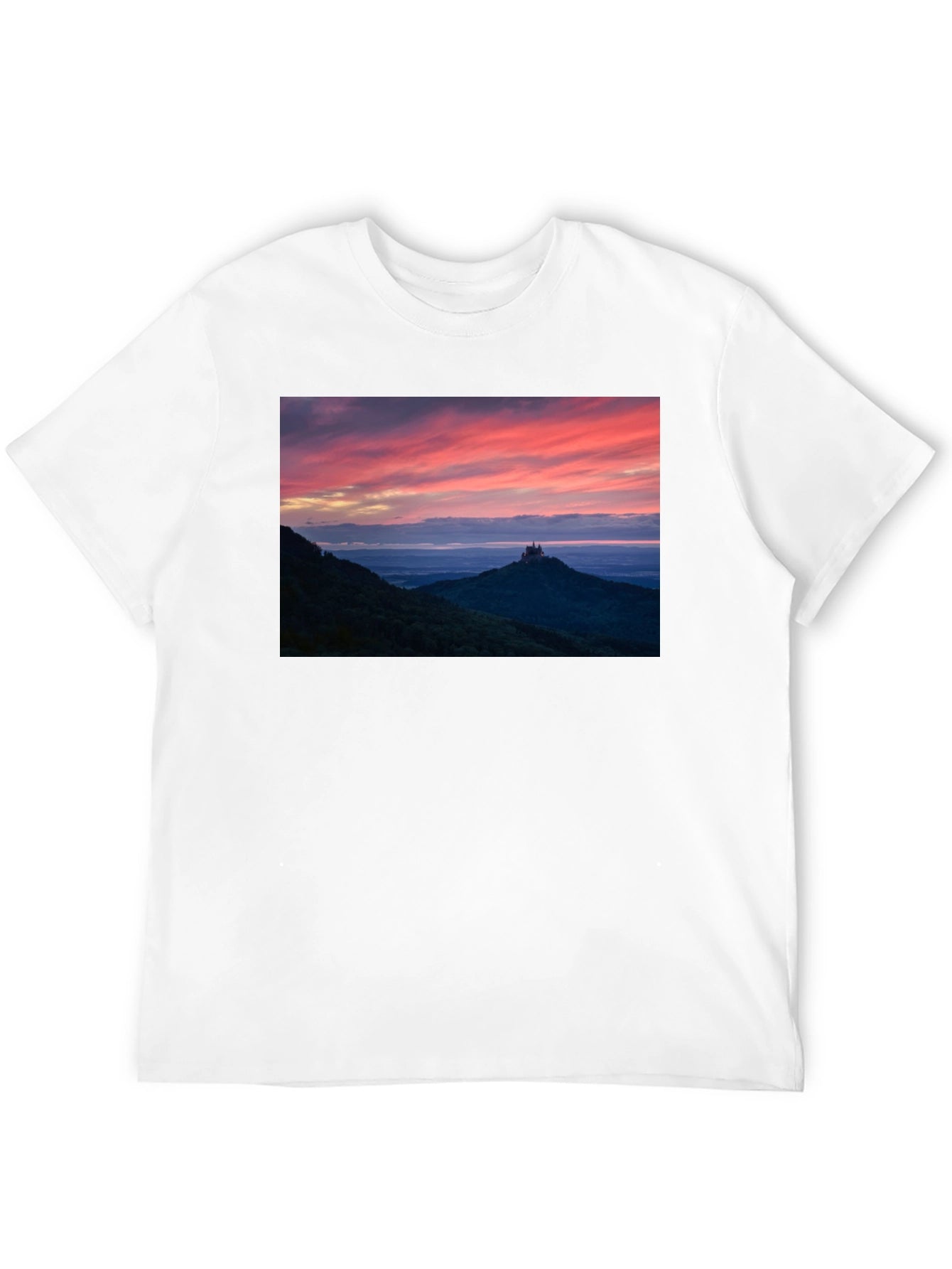 Sunset Castle Peak Graphic Tee - Black Cotton