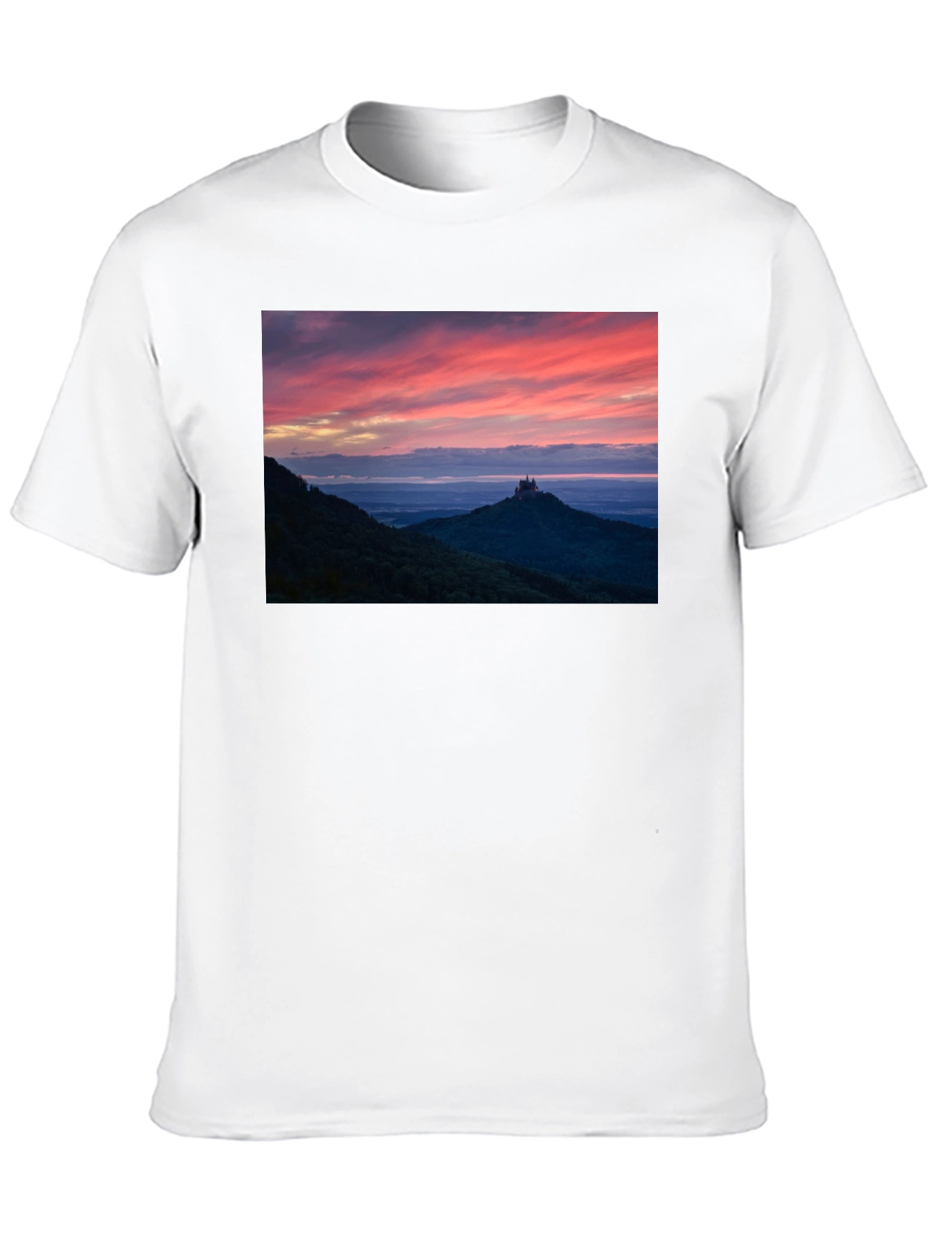 Sunset Castle Peak Graphic Tee - Black Cotton
