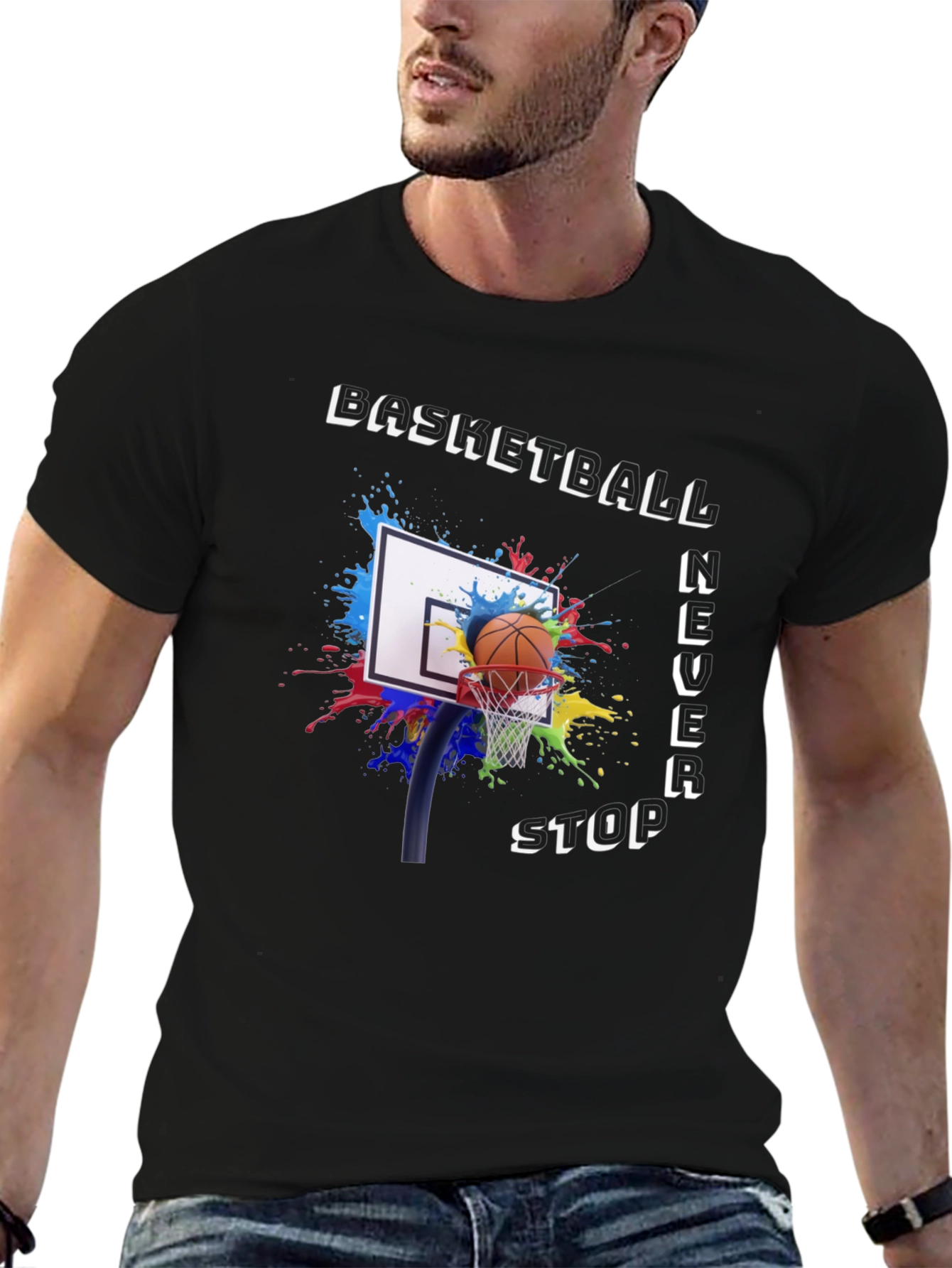Basketball Never Stop Graphic T-Shirt