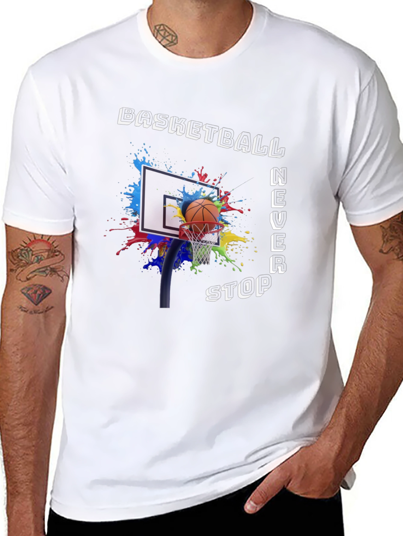 Basketball Never Stop Graphic T-Shirt