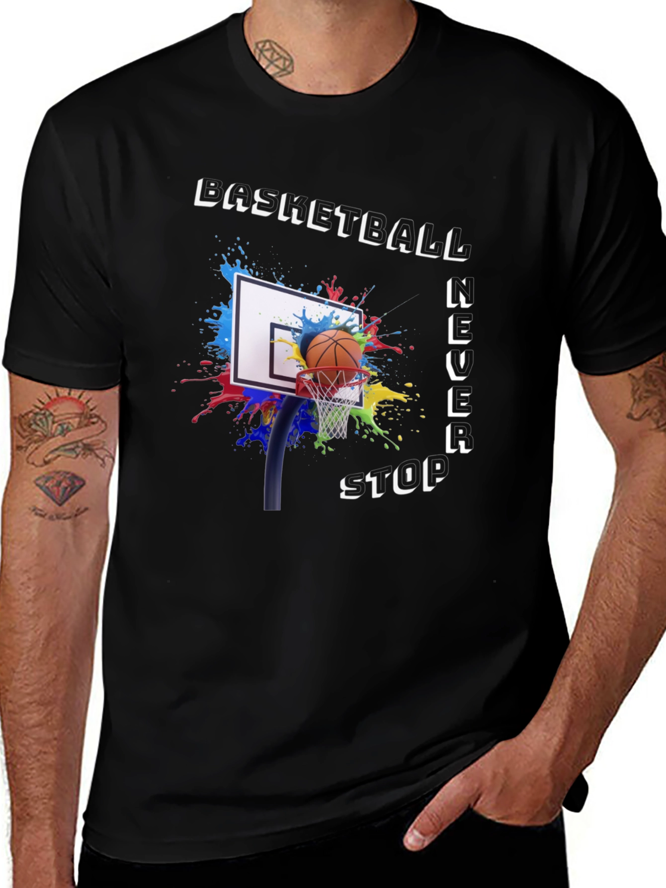Basketball Never Stop Graphic T-Shirt