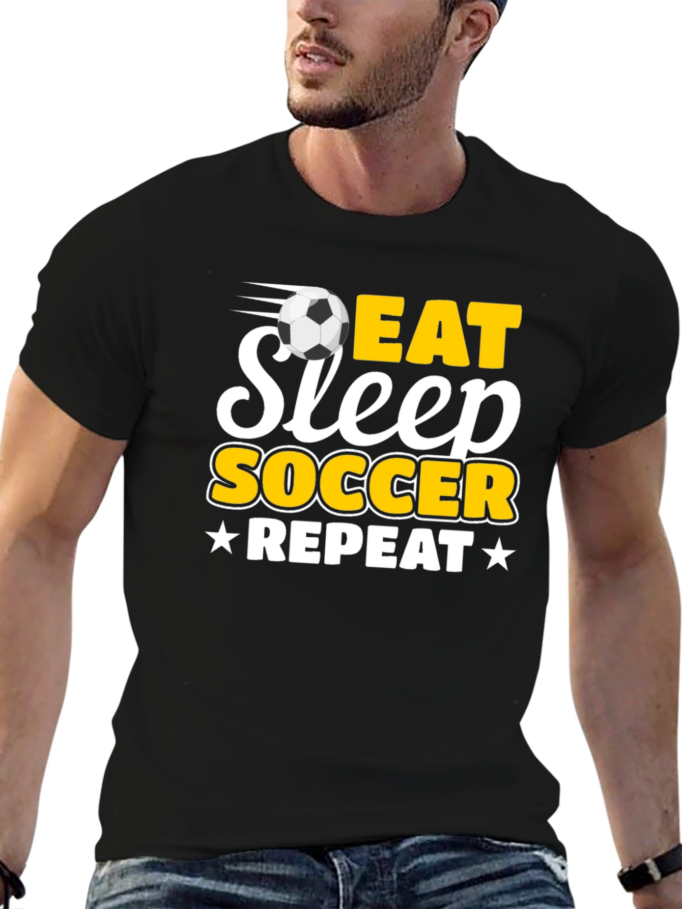 Eat Sleep Soccer Repeat Black T-Shirt