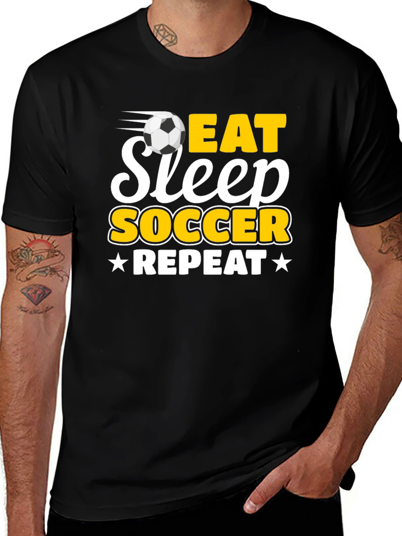 Eat Sleep Soccer Repeat Black T-Shirt