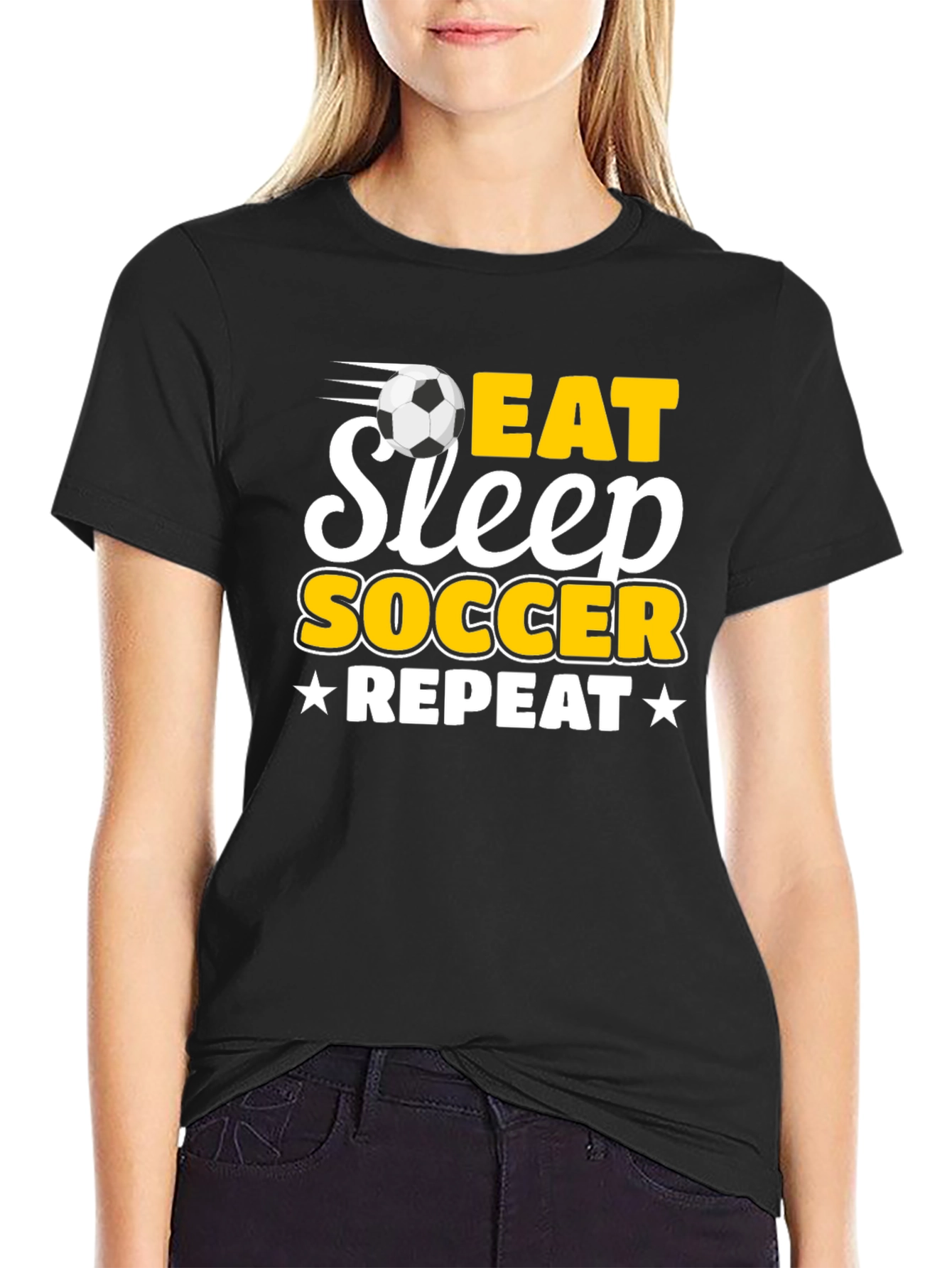 Eat Sleep Soccer Repeat Black T-Shirt