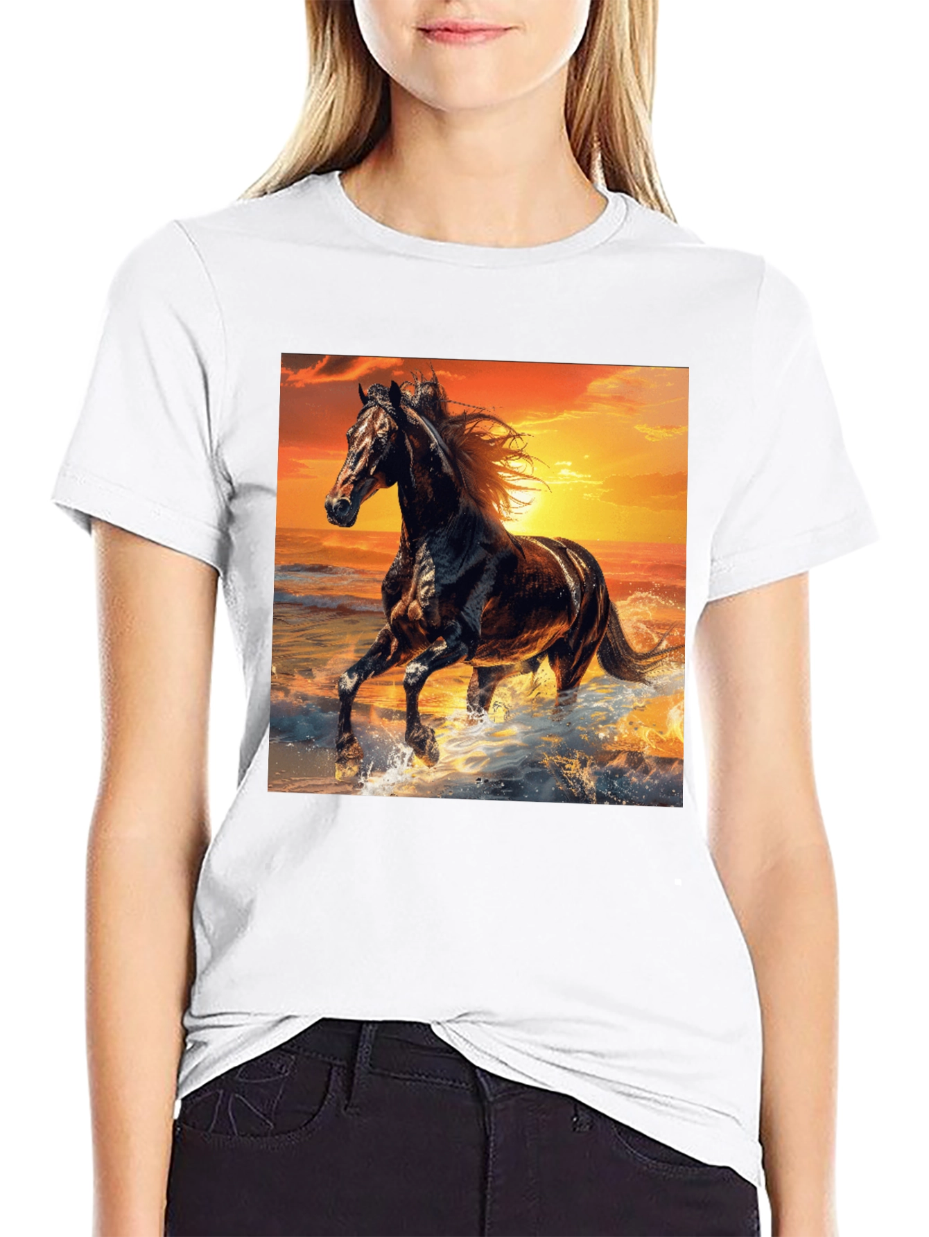 Majestic Horse Sunset Graphic Tee