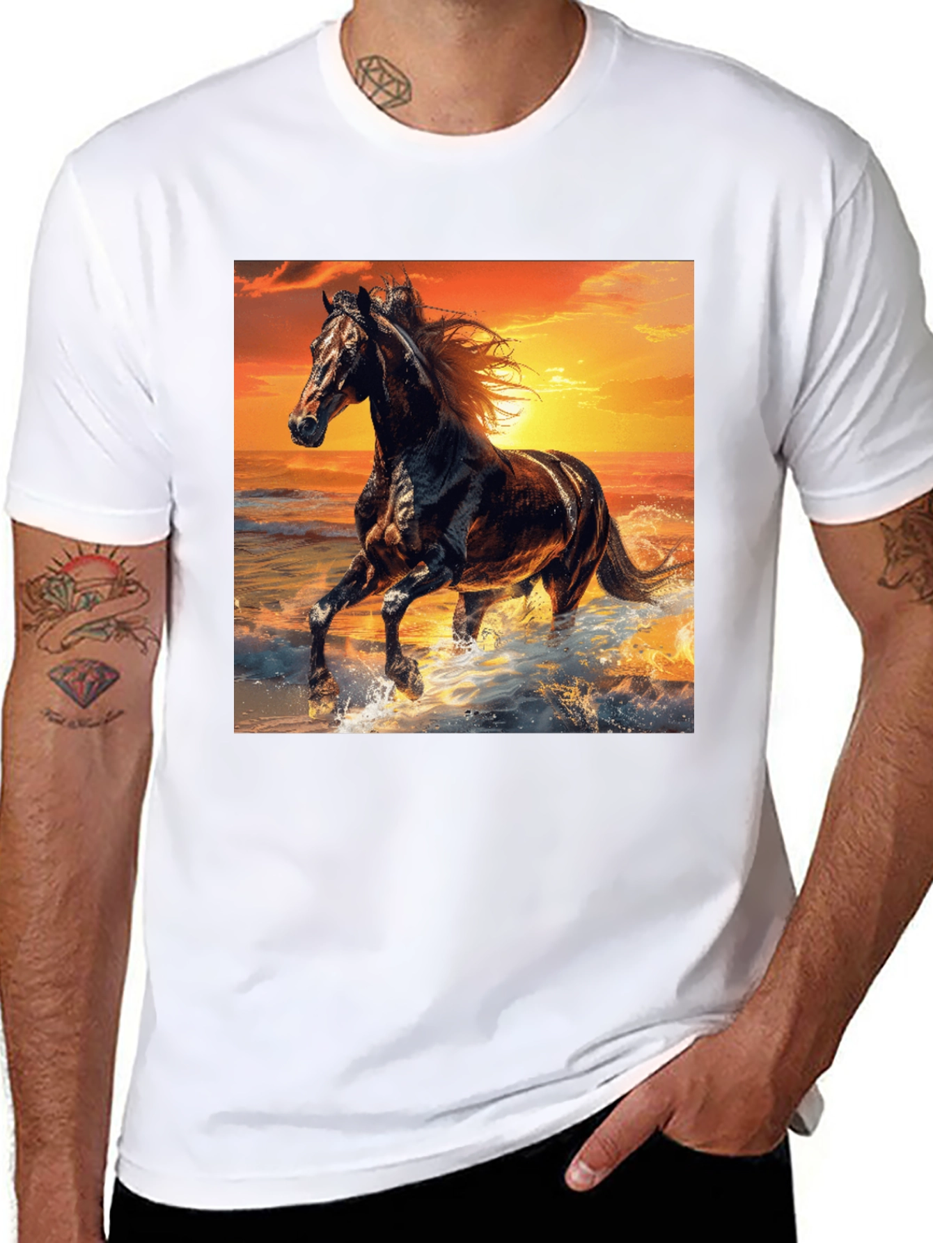 Majestic Horse Sunset Graphic Tee