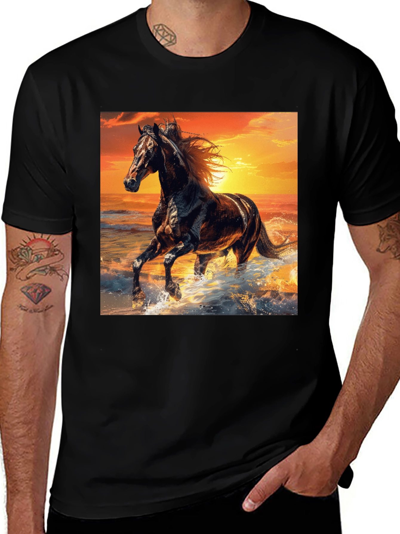 Majestic Horse Sunset Graphic Tee