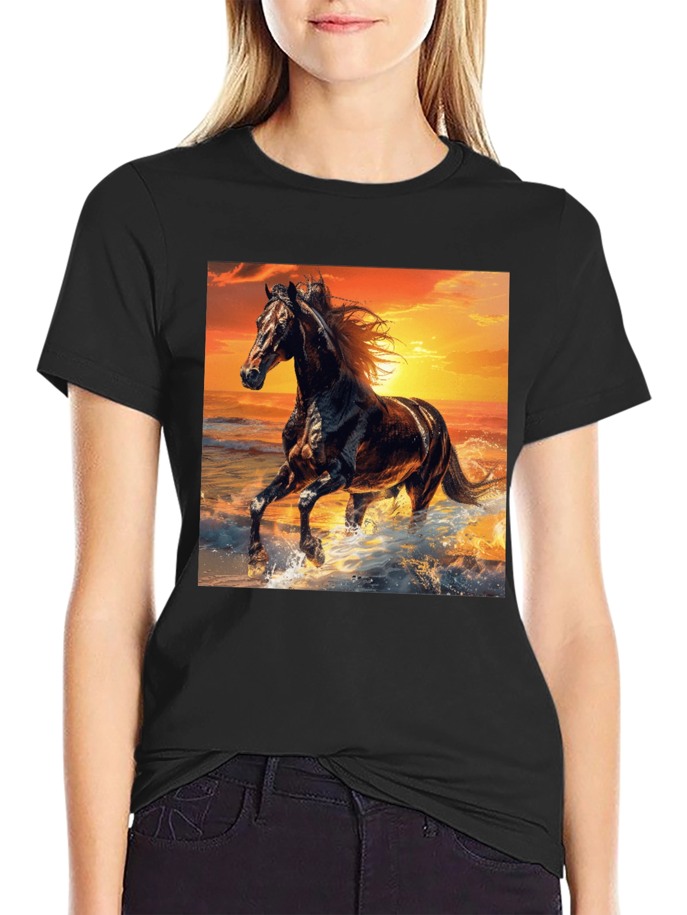 Majestic Horse Sunset Graphic Tee