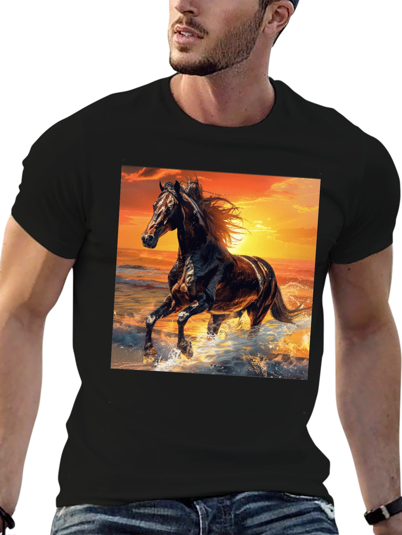 Majestic Horse Sunset Graphic Tee