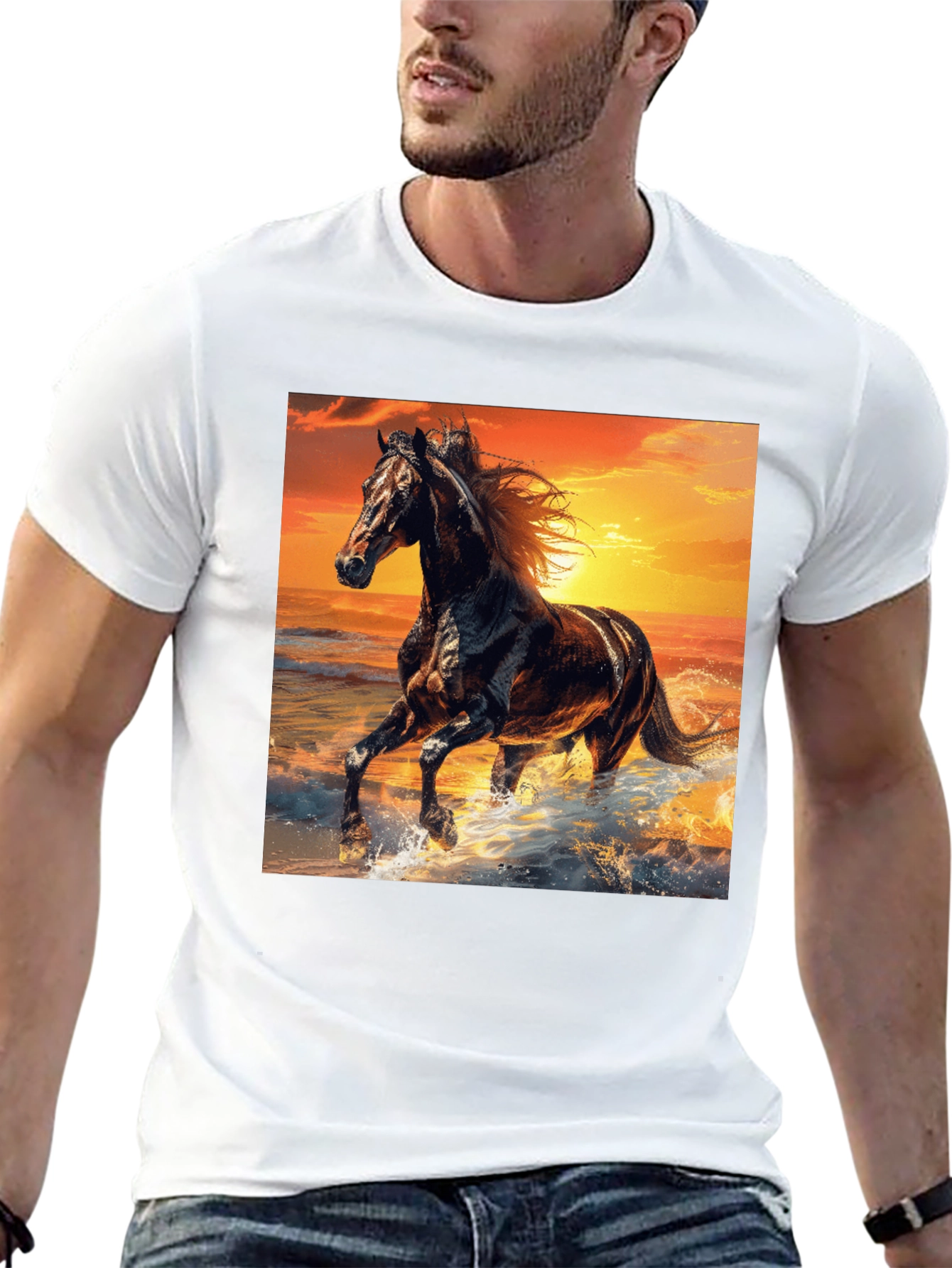 Majestic Horse Sunset Graphic Tee