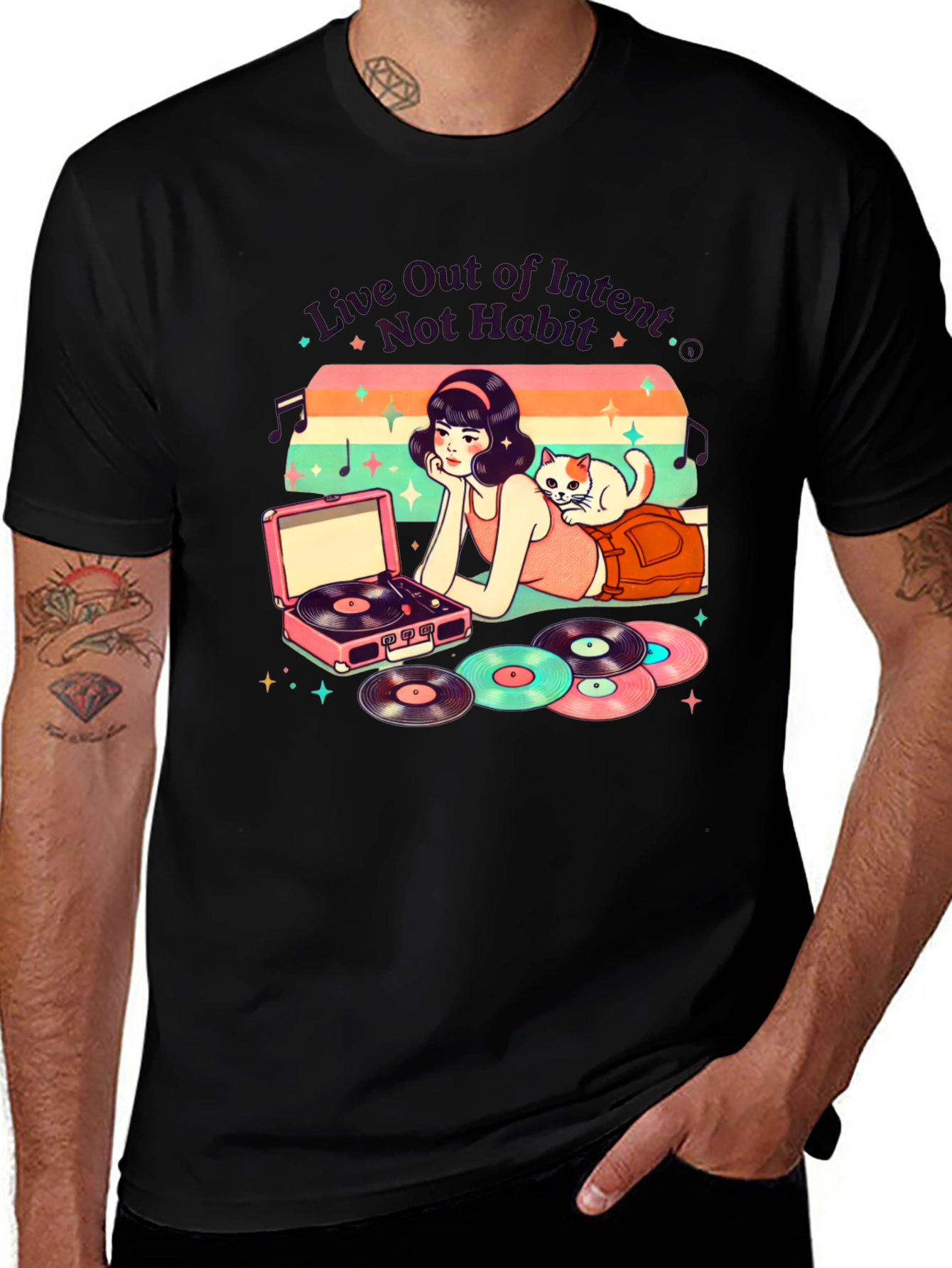Retro Music T-Shirt - Live Out of Intent
