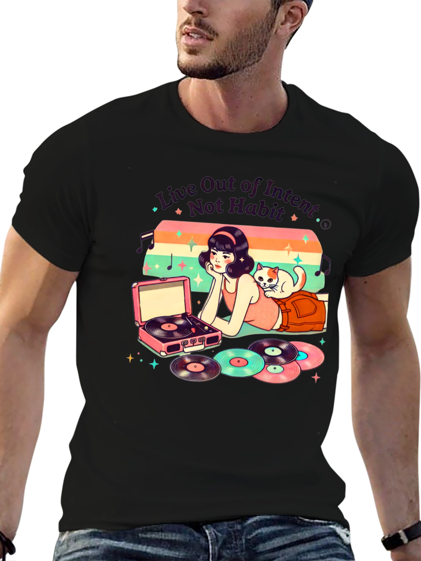 Retro Music T-Shirt - Live Out of Intent