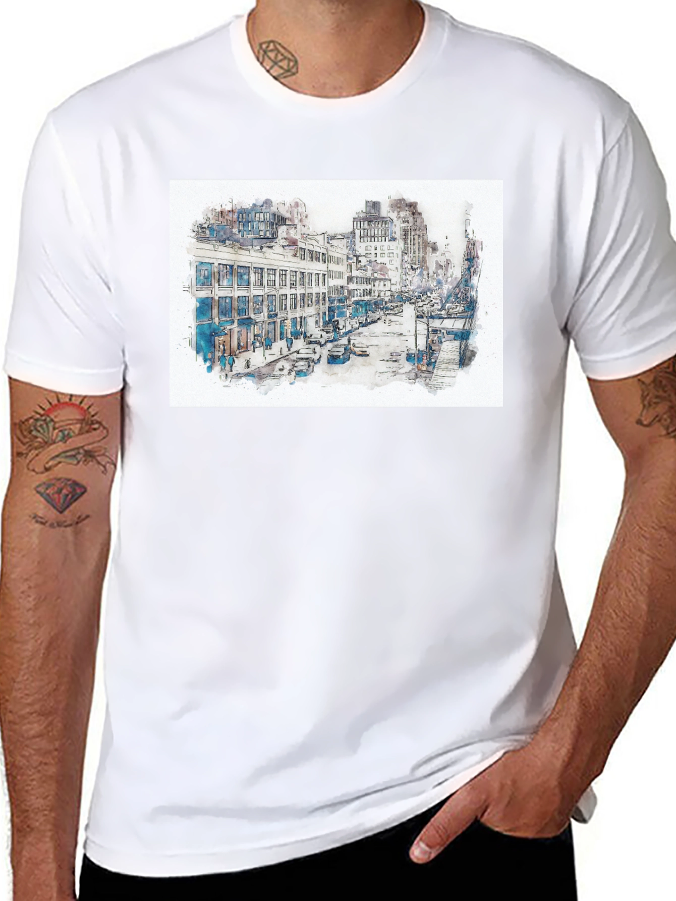 Urban Sketch Graphic Tee - Mens Black T-Shirt