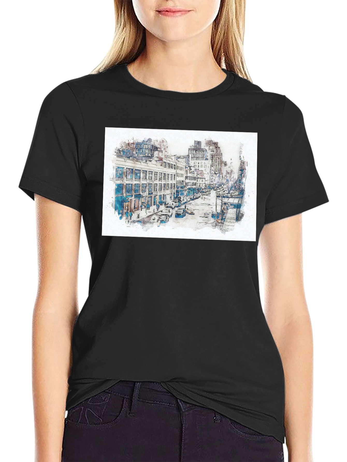 Urban Sketch Graphic Tee - Mens Black T-Shirt