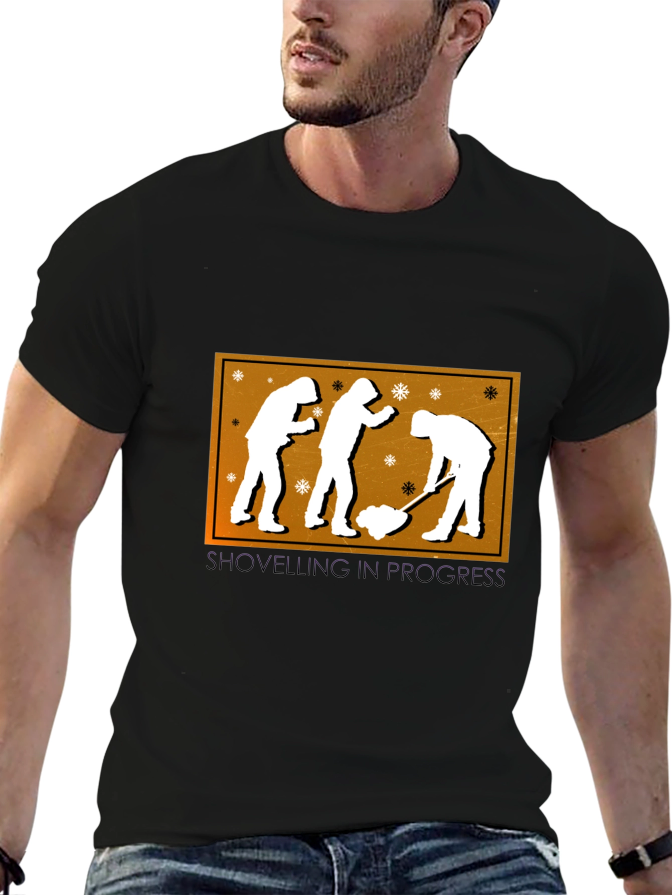 Shoveling in Progress Black Graphic Tee
