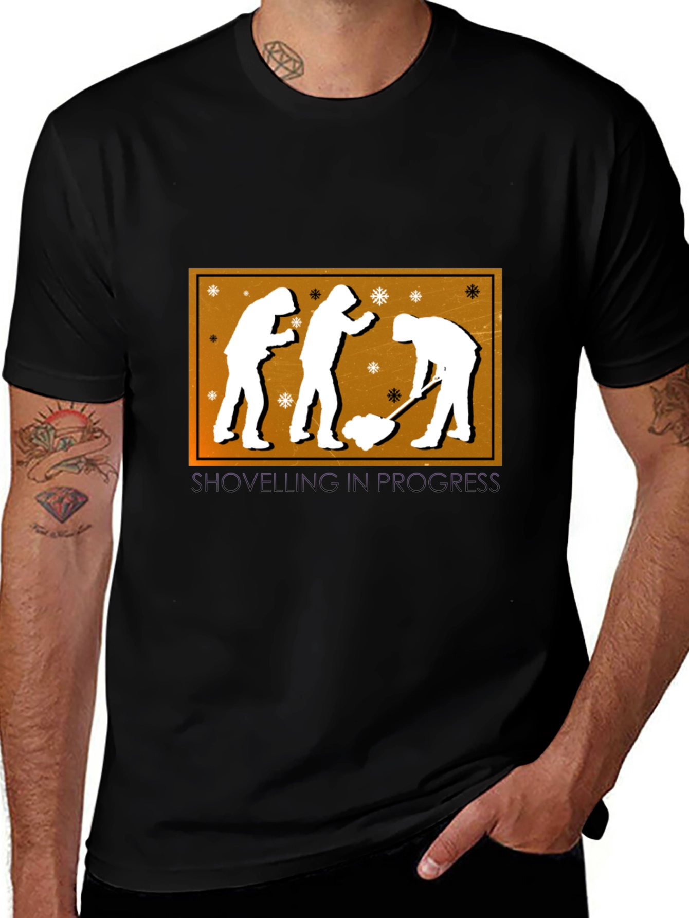 Shoveling in Progress Black Graphic Tee