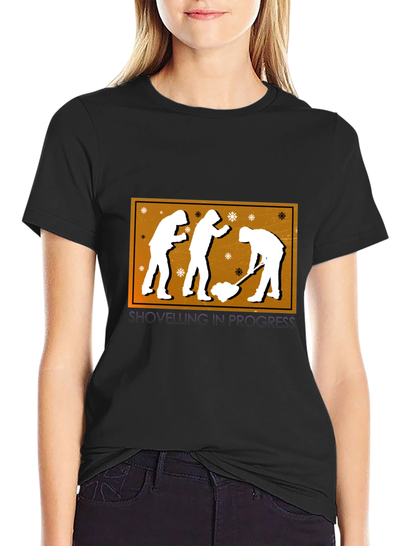 Shoveling in Progress Black Graphic Tee
