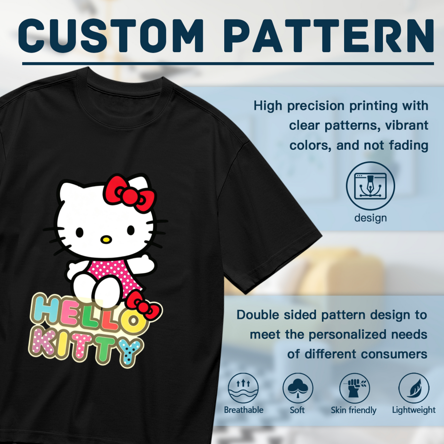 Vibrant Hello Kitty Colorful Letter Print Plus Size Women Tee