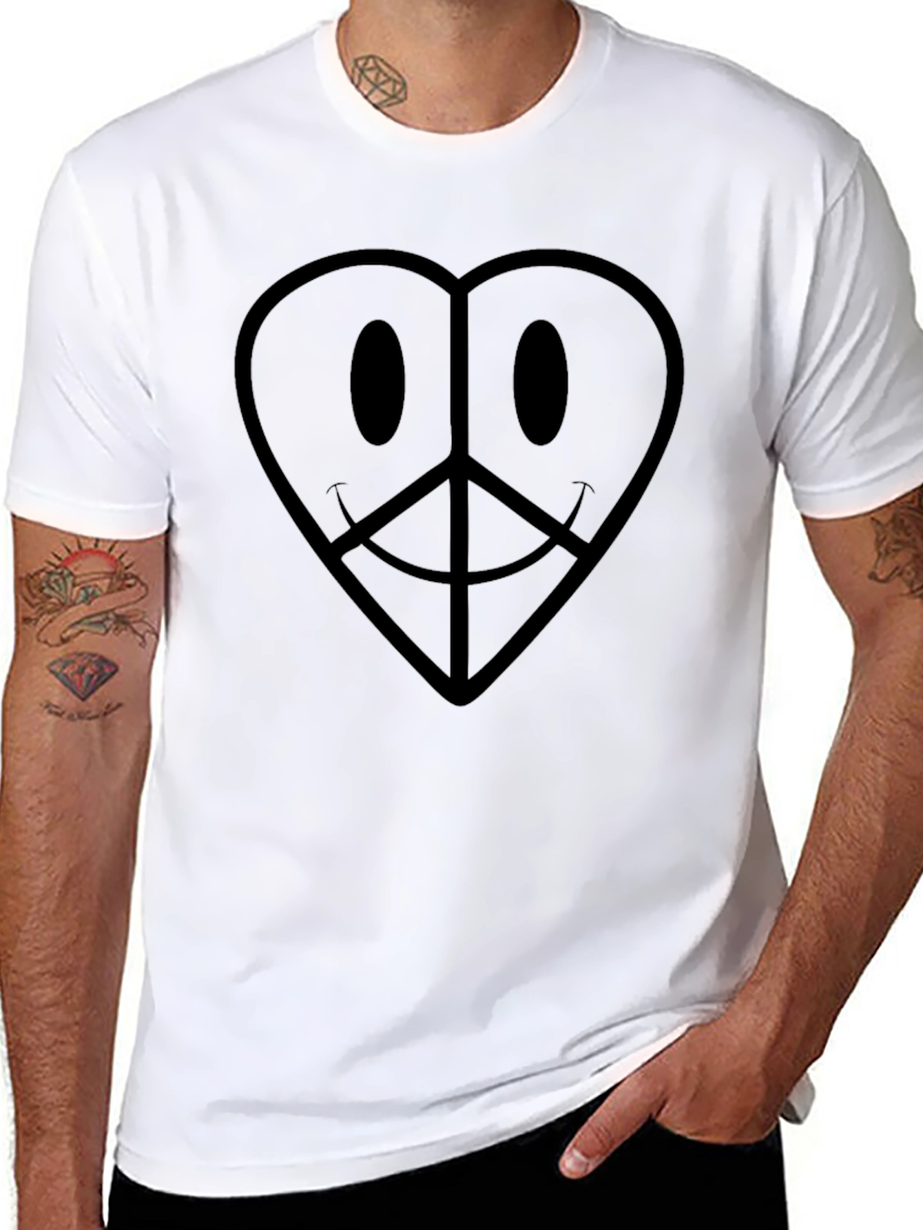 Heart Peace Sign Graphic Tee - Black
