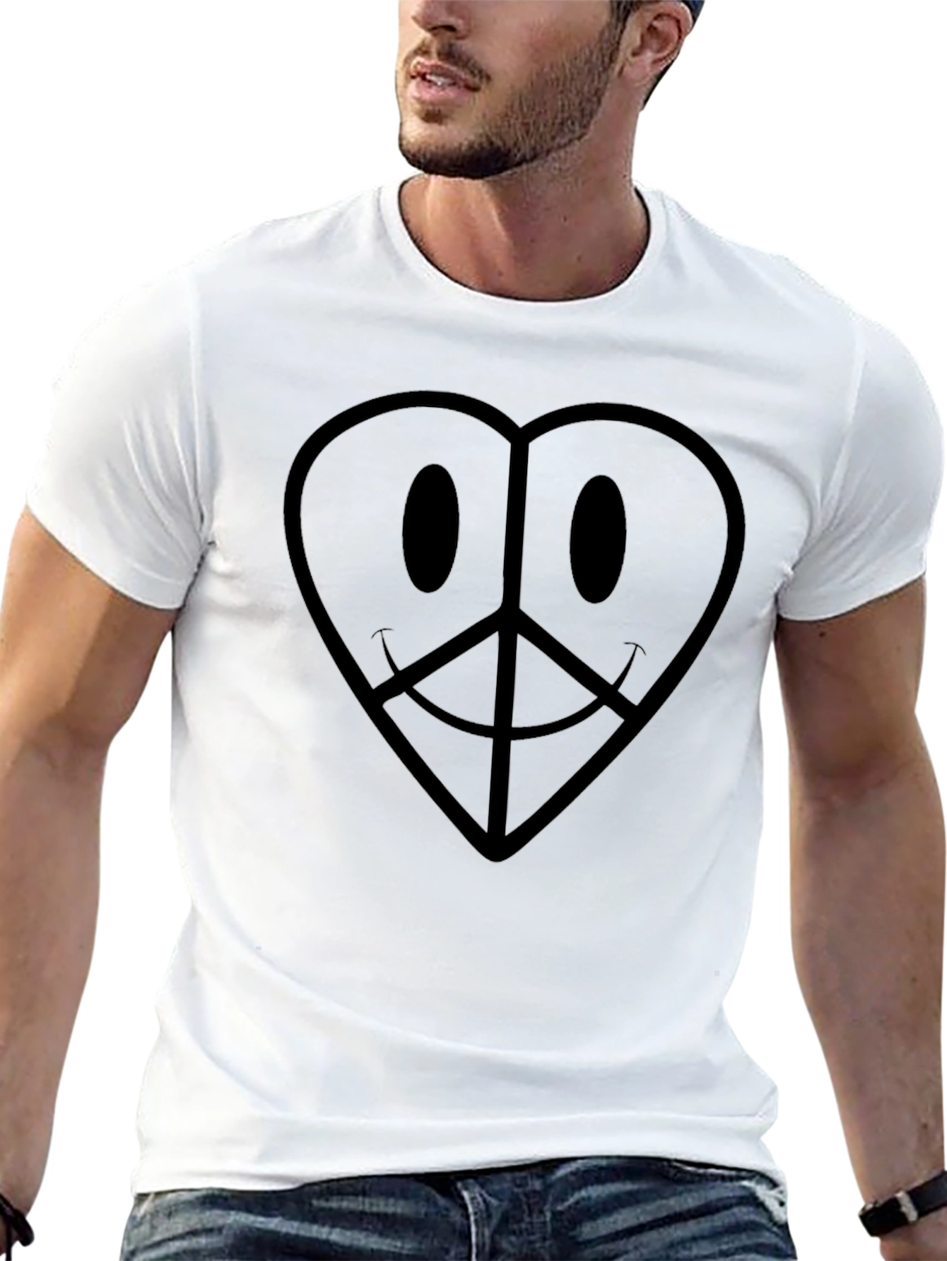 Heart Peace Sign Graphic Tee - Black