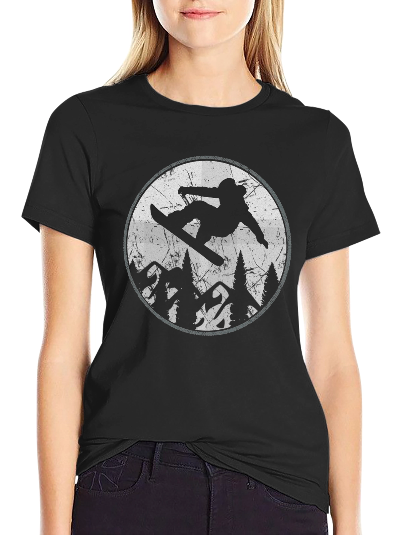 Snowboarder Graphic Tee - Black Mountain Design T-Shirt