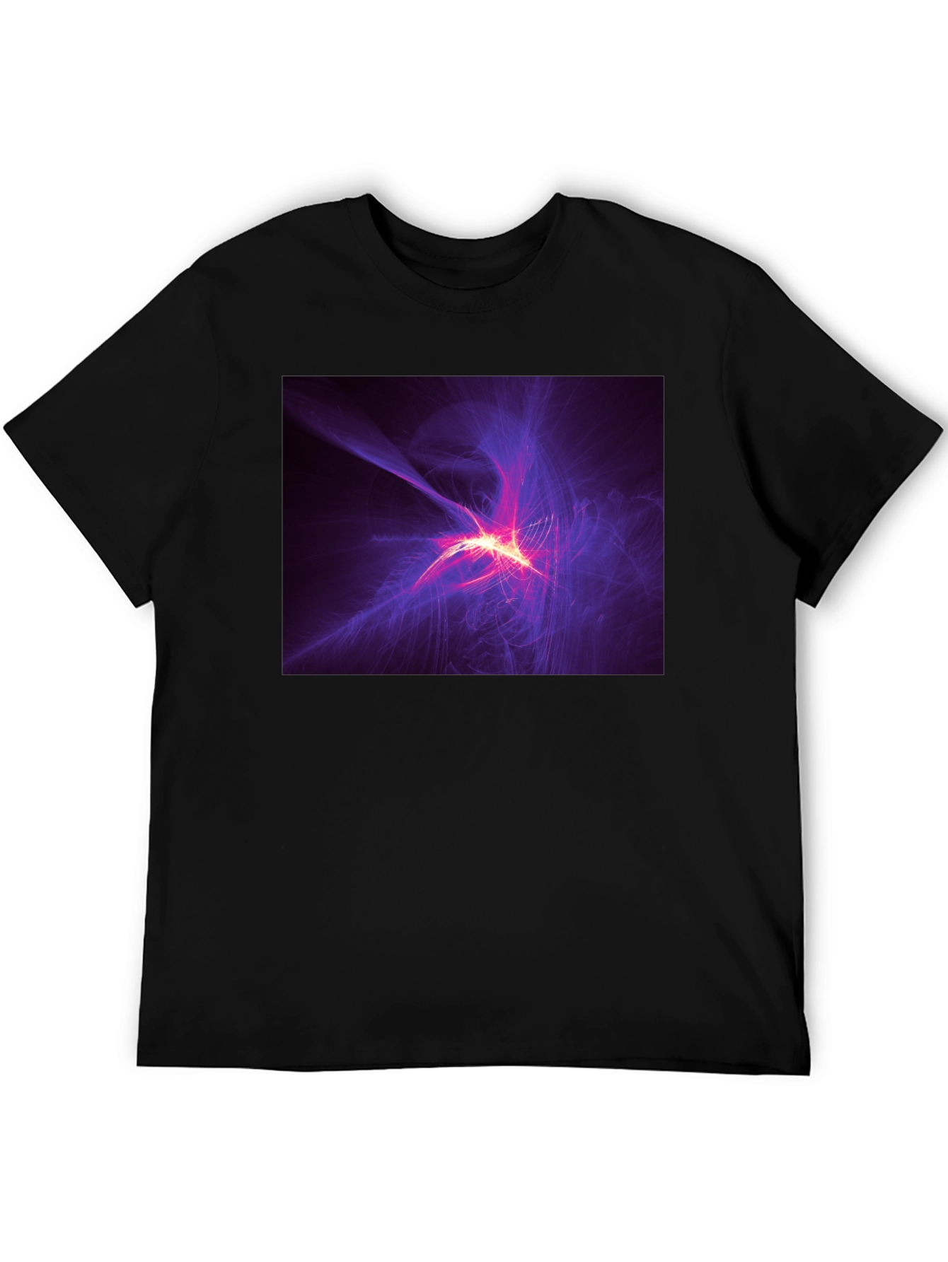 Abstract Light Burst Graphic Black T-Shirt