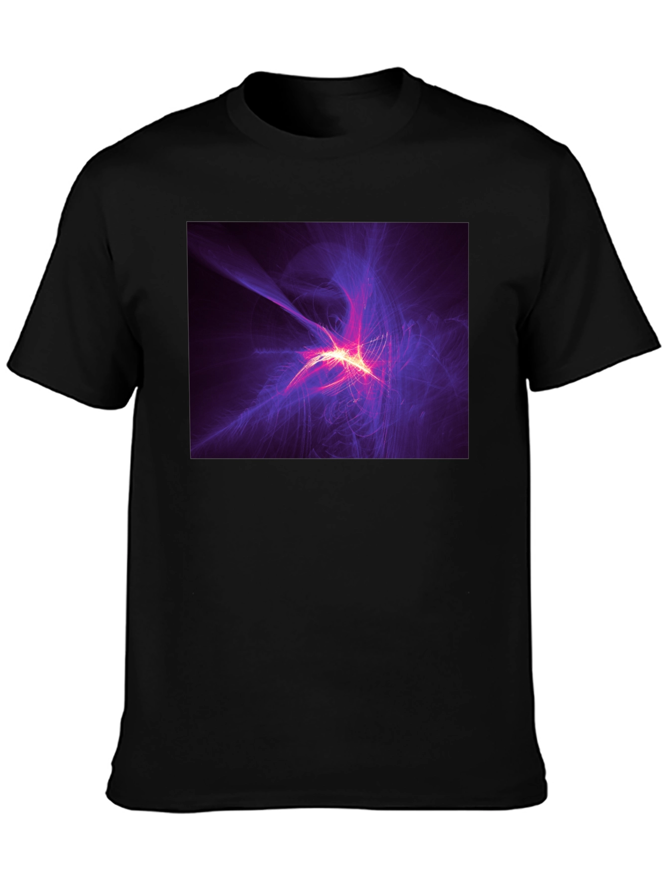 Abstract Light Burst Graphic Black T-Shirt