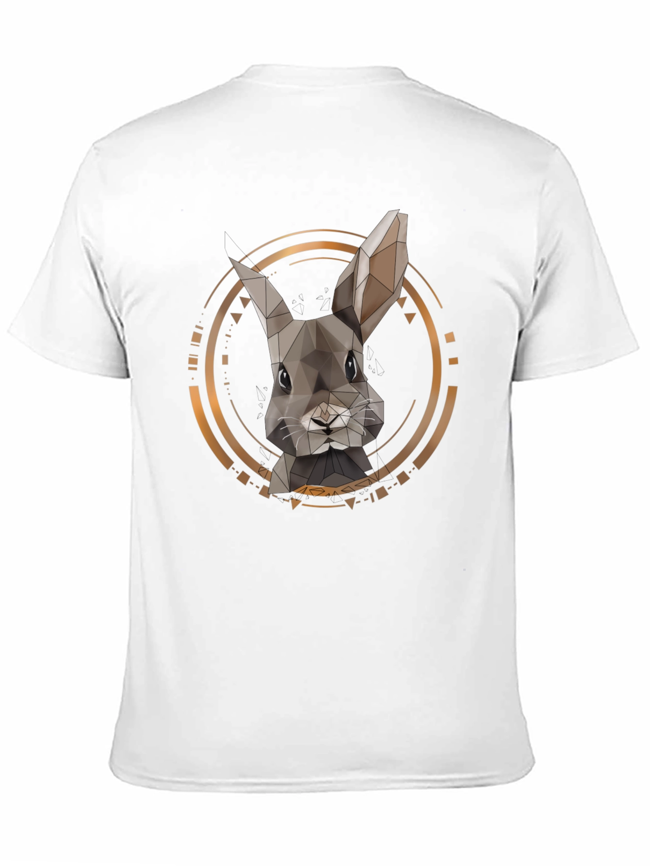 Geometric Rabbit Print Black T-Shirt