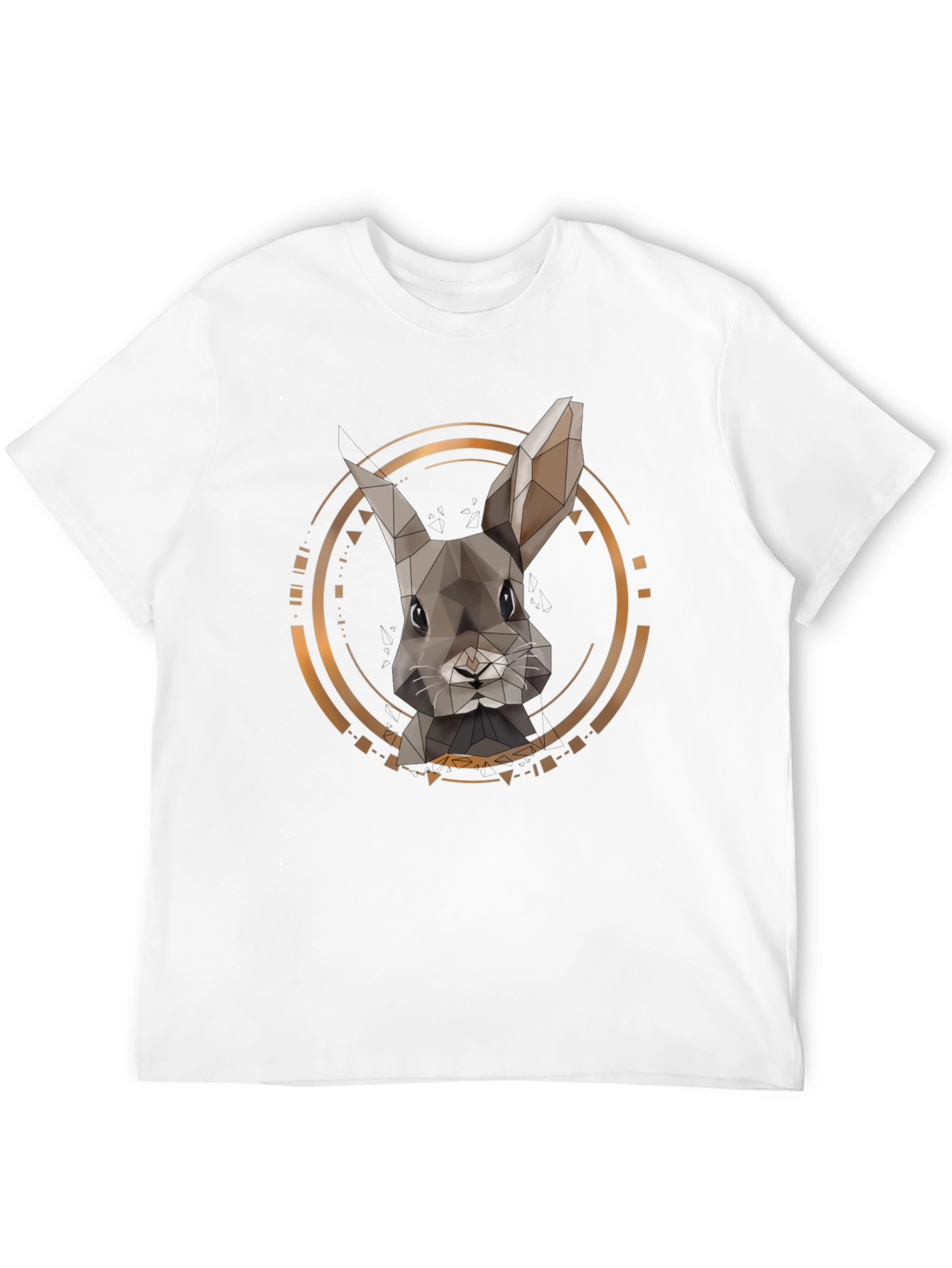 Geometric Rabbit Print Black T-Shirt