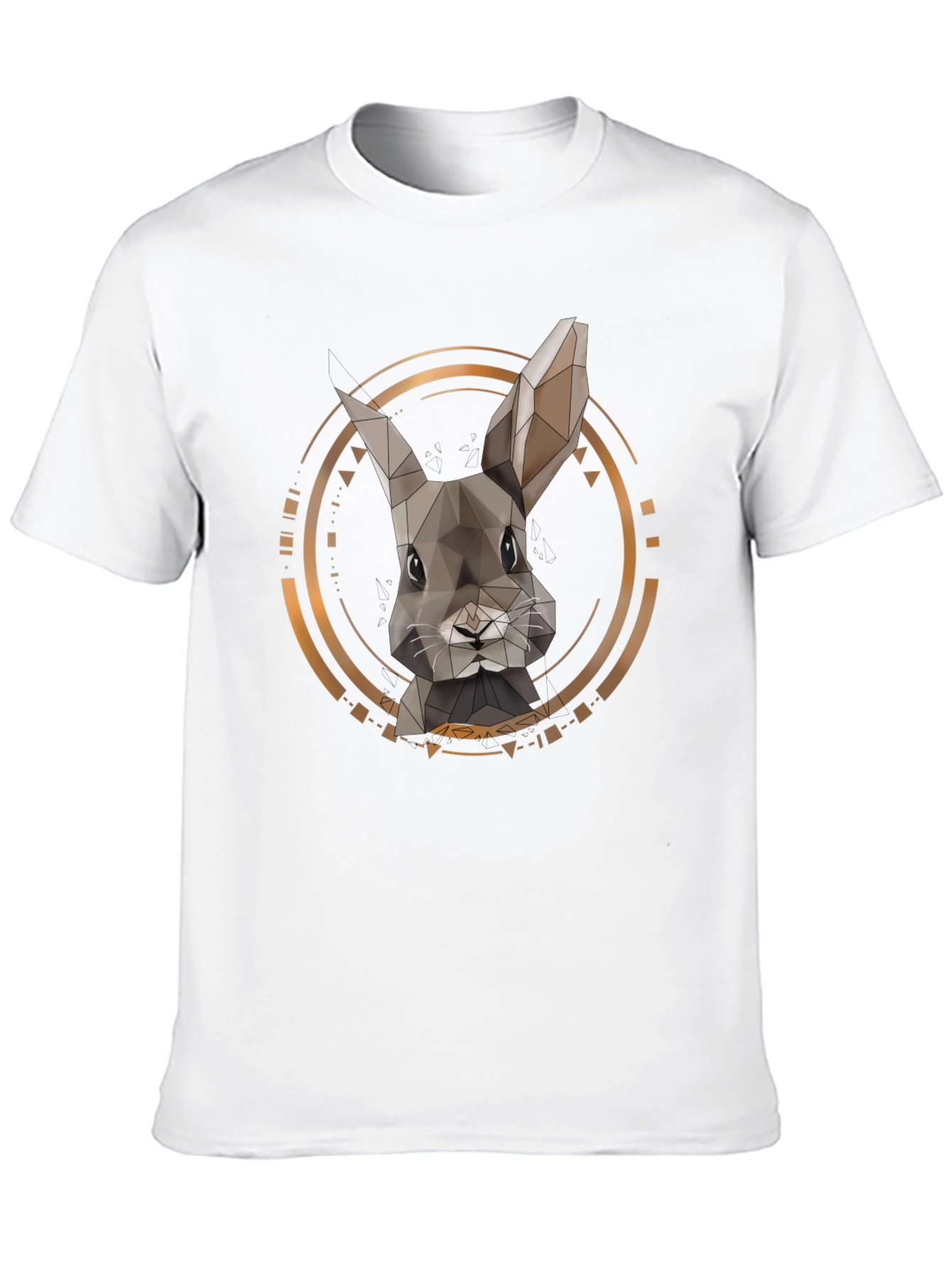 Geometric Rabbit Print Black T-Shirt
