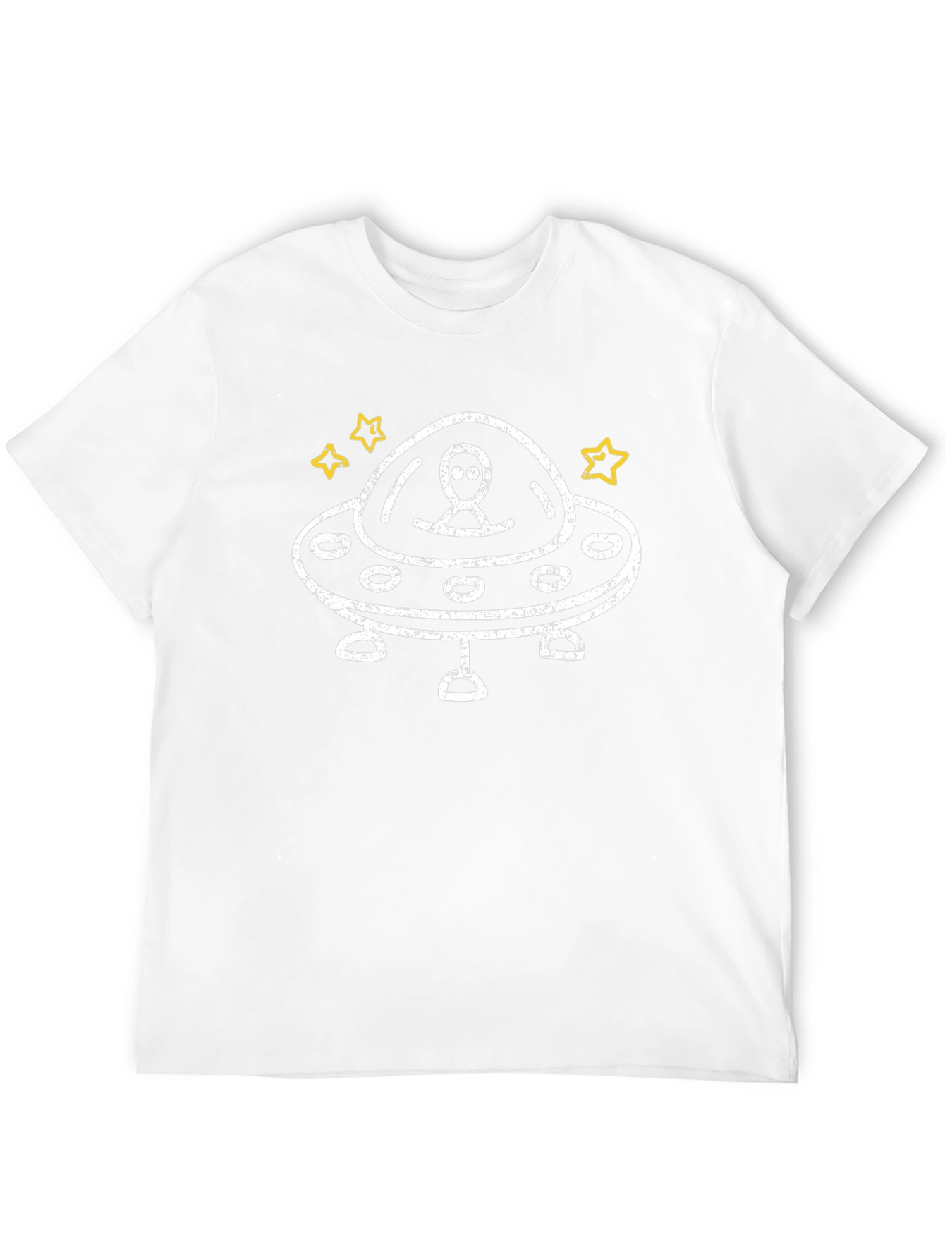 Alien Spaceship Graphic Tee - Black Cotton T-Shirt