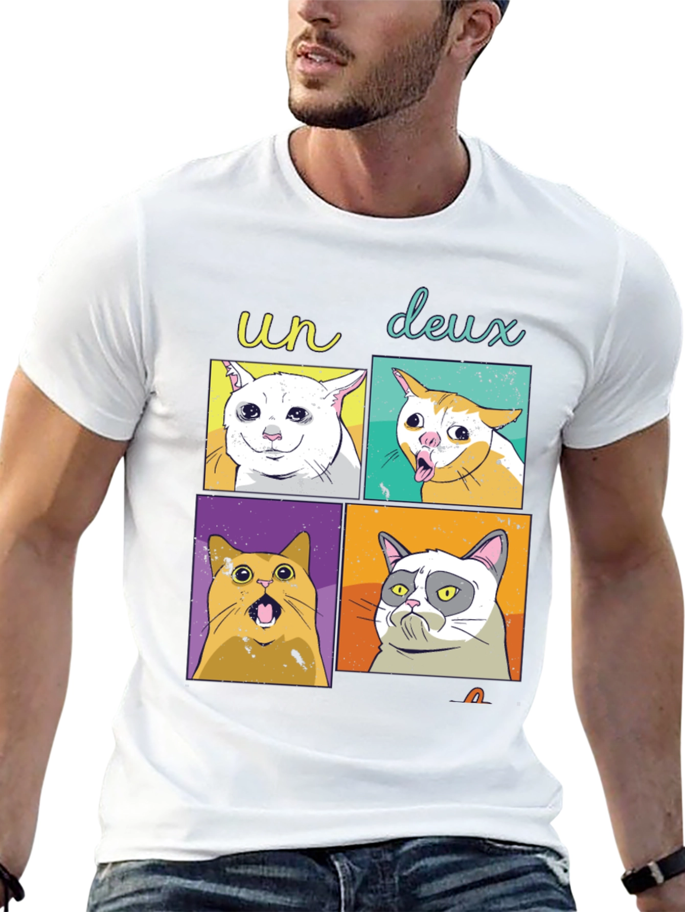 Meme Cats T-Shirt - Un Deux