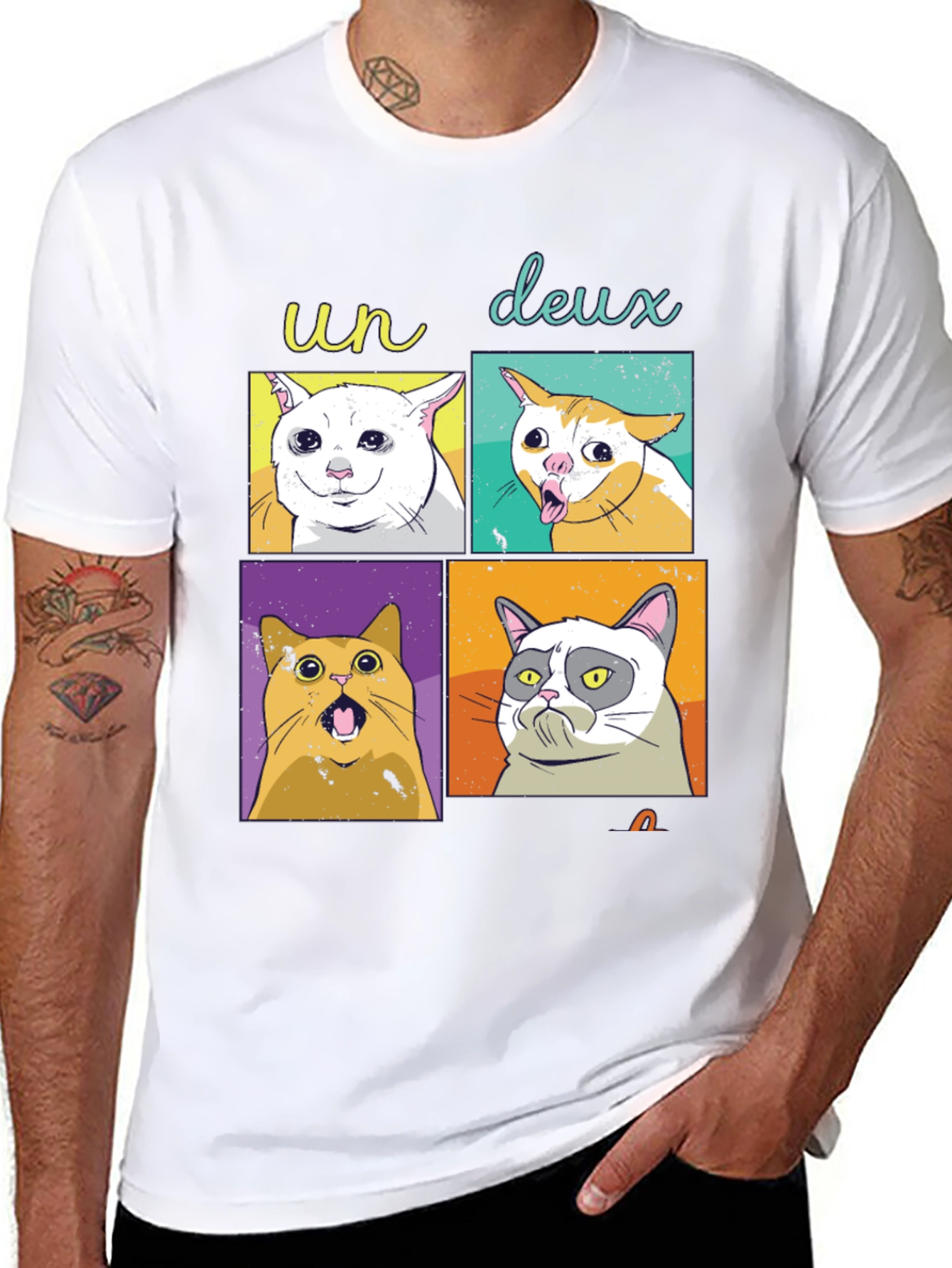 Meme Cats T-Shirt - Un Deux