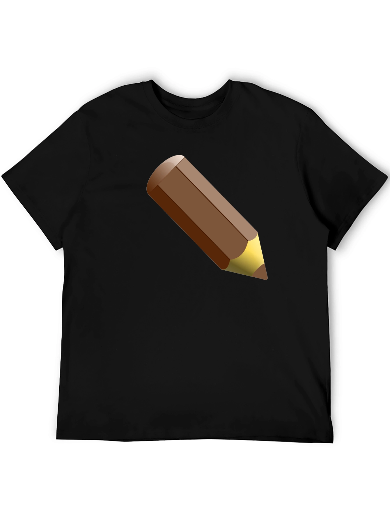 Mens Black T-Shirt with Brown Pencil Graphic