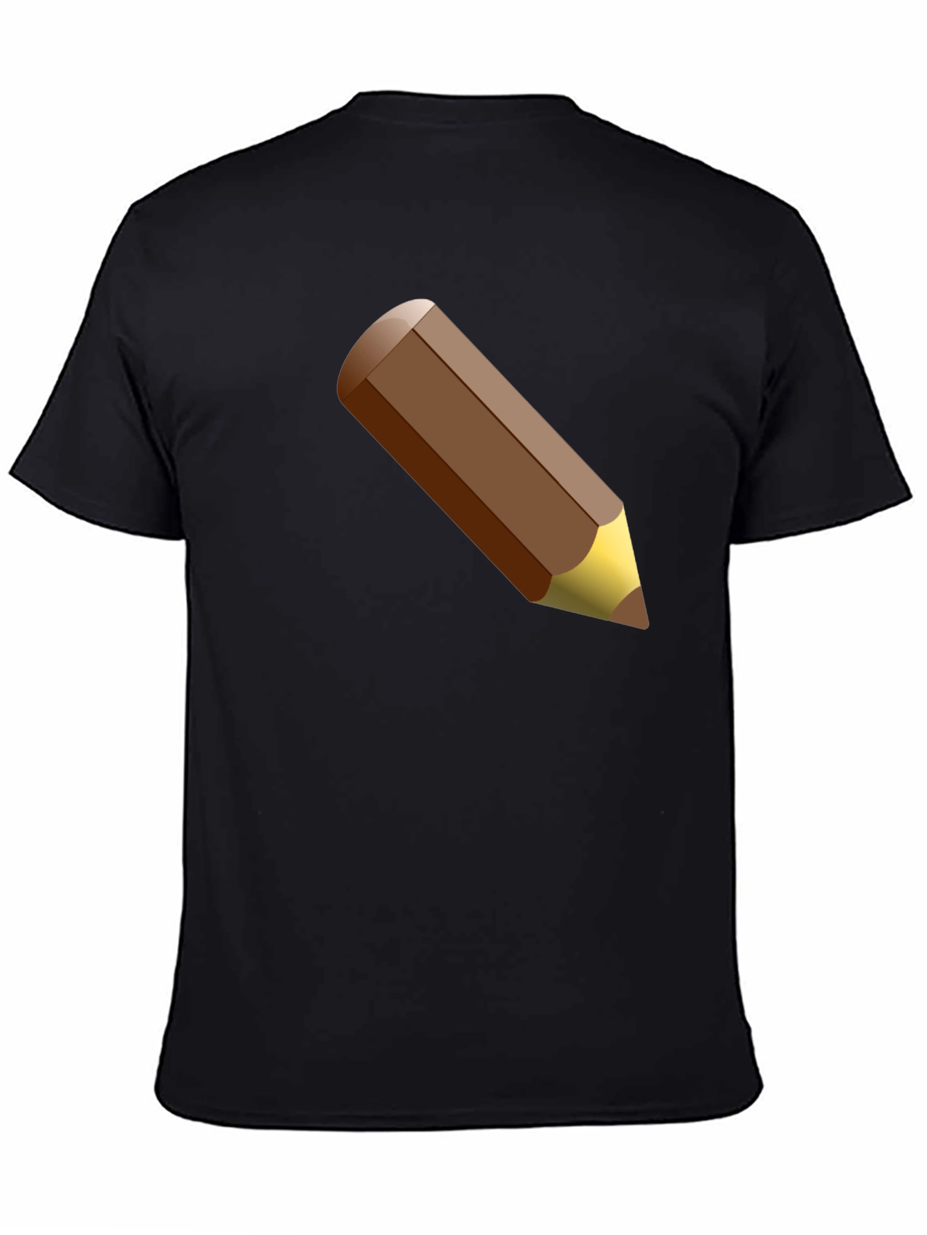 Mens Black T-Shirt with Brown Pencil Graphic