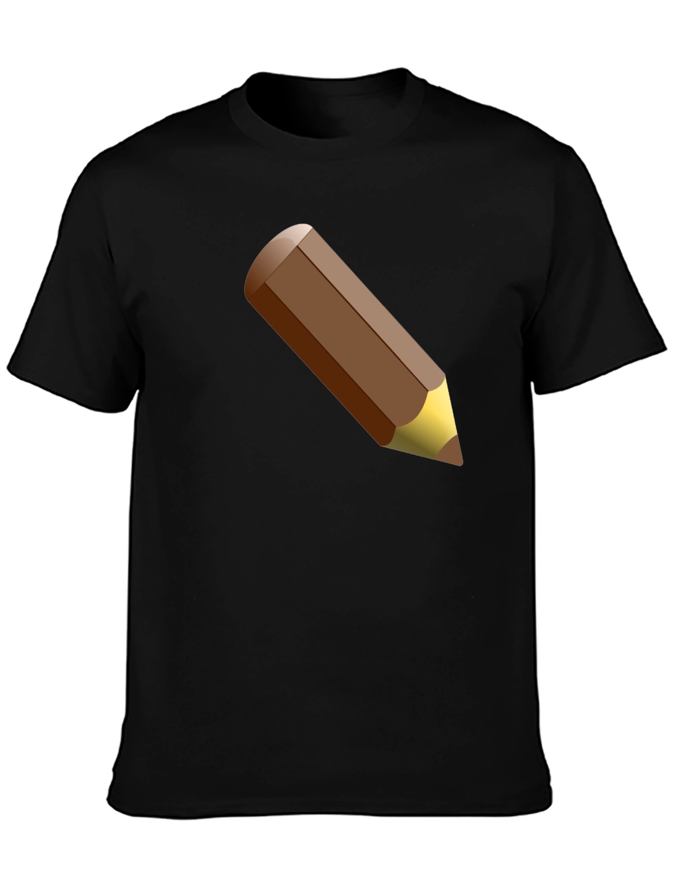 Mens Black T-Shirt with Brown Pencil Graphic