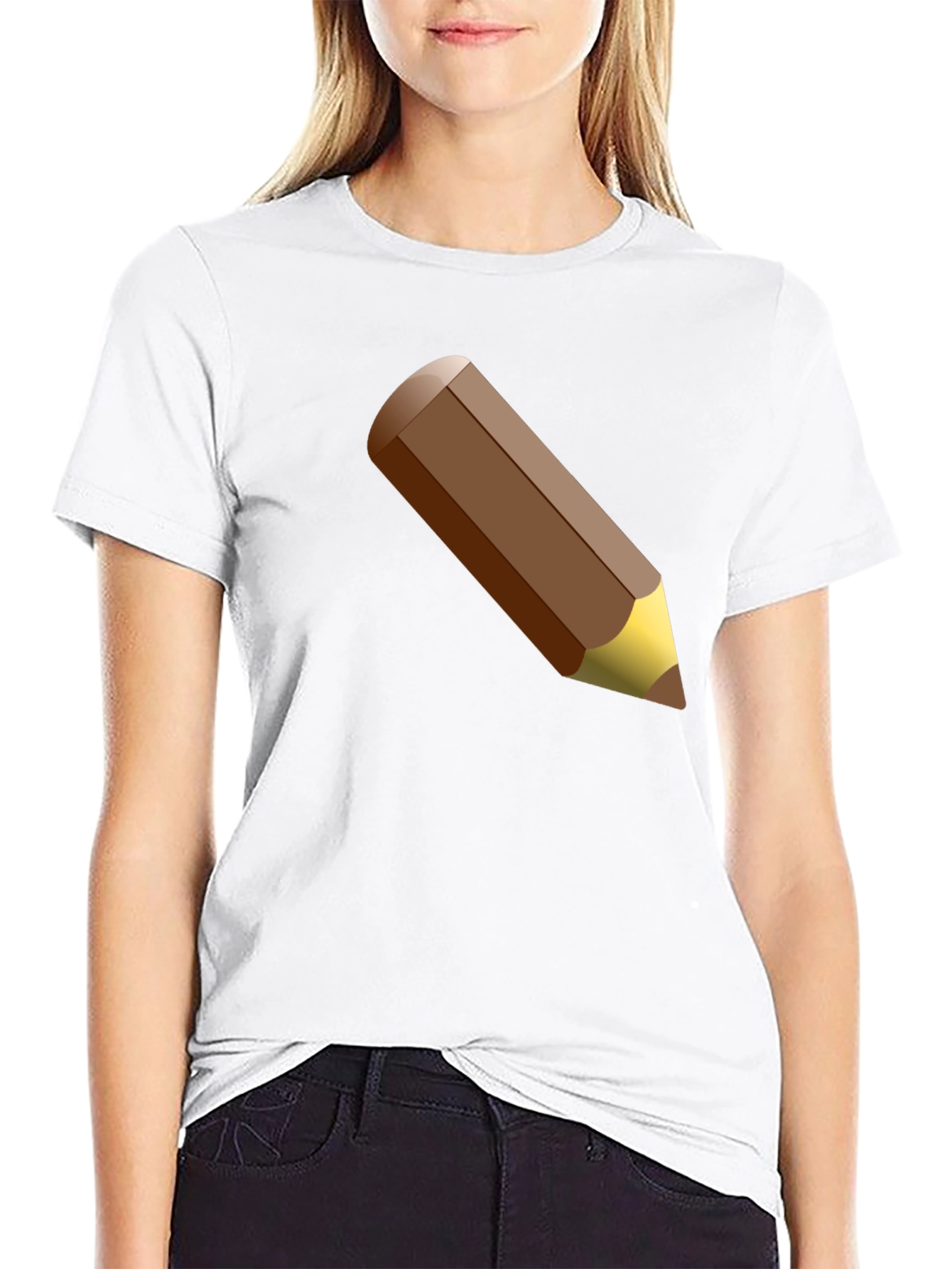 Mens Black T-Shirt with Brown Pencil Graphic