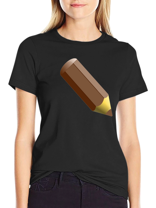 Mens Black T-Shirt with Brown Pencil Graphic