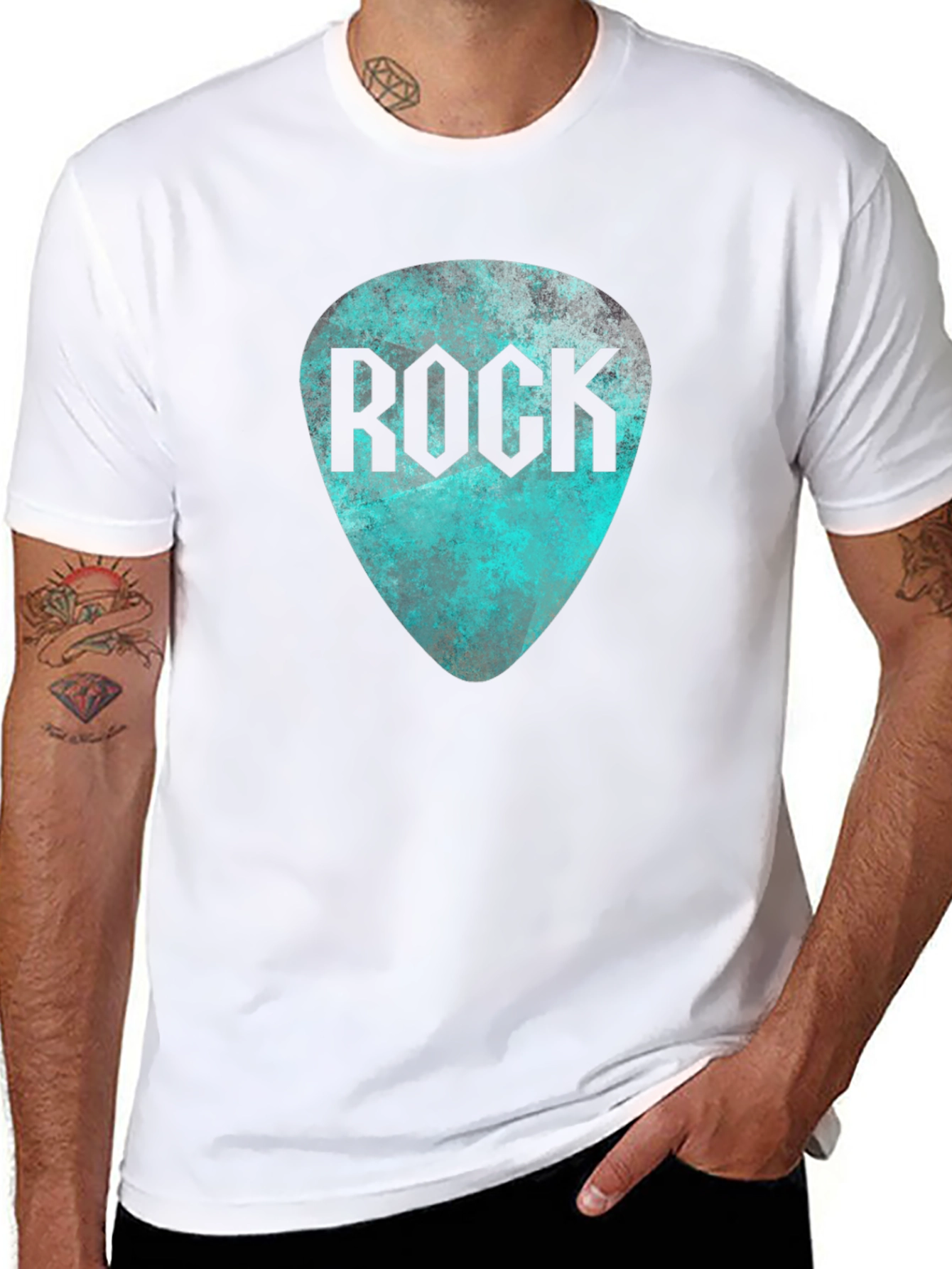 Rock Guitar Pick Tee - Black Graphic T-Shirt