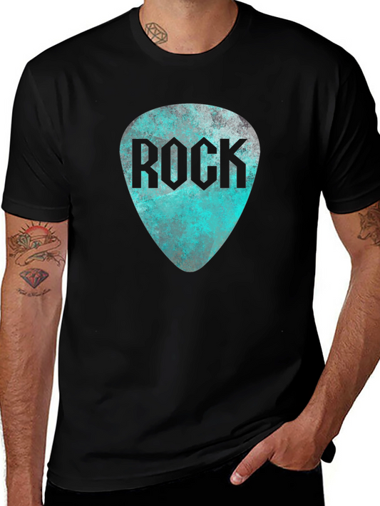 Rock Guitar Pick Tee - Black Graphic T-Shirt